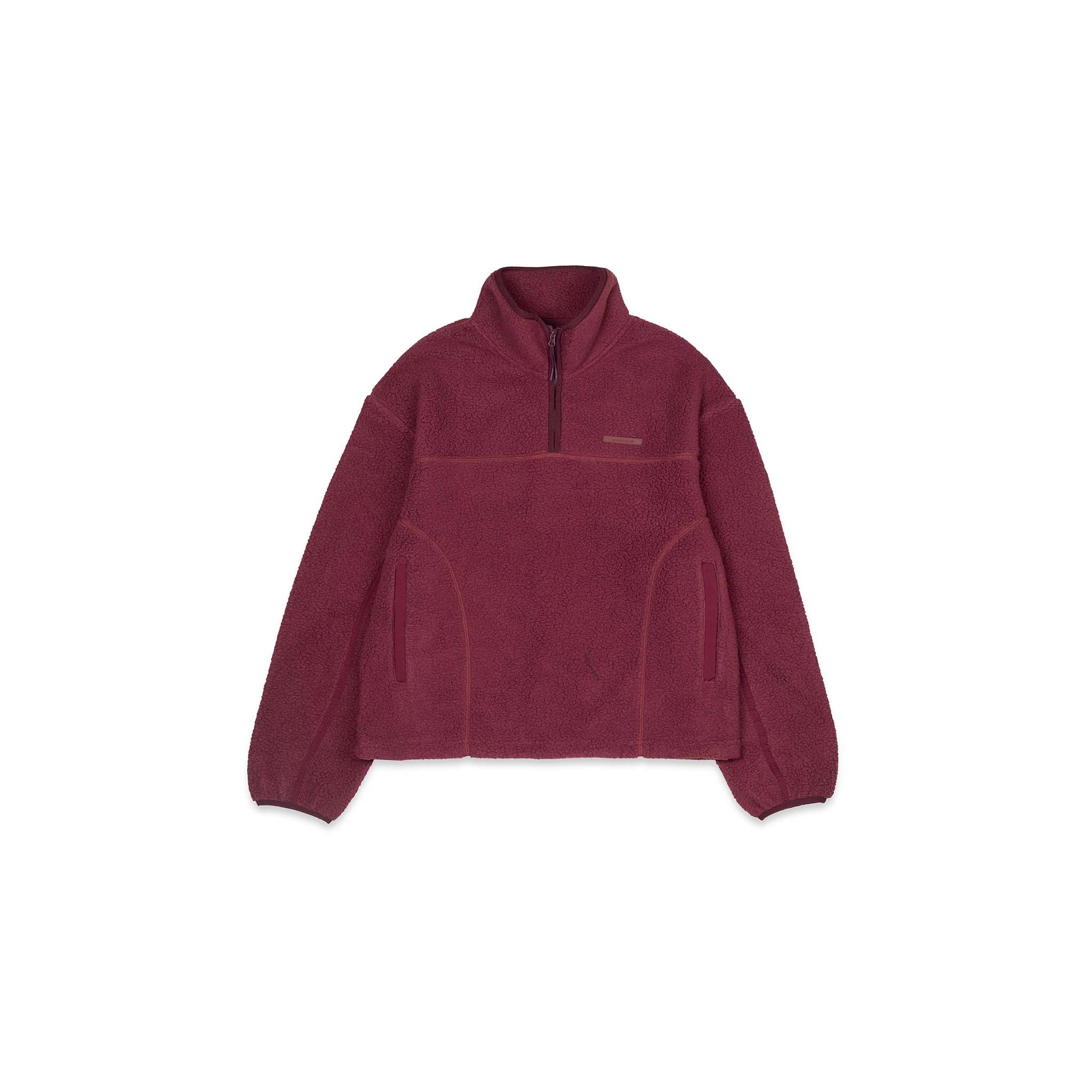 1/4 Zip Borg Fleece | Burgundy - Image 6