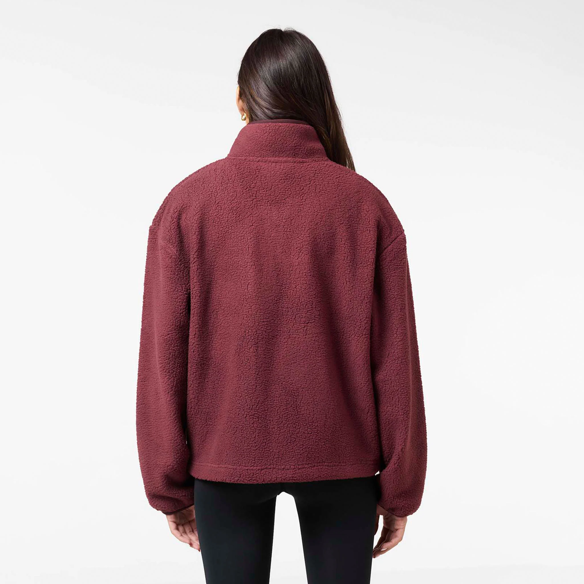 1/4 Zip Borg Fleece | Burgundy - Image 8