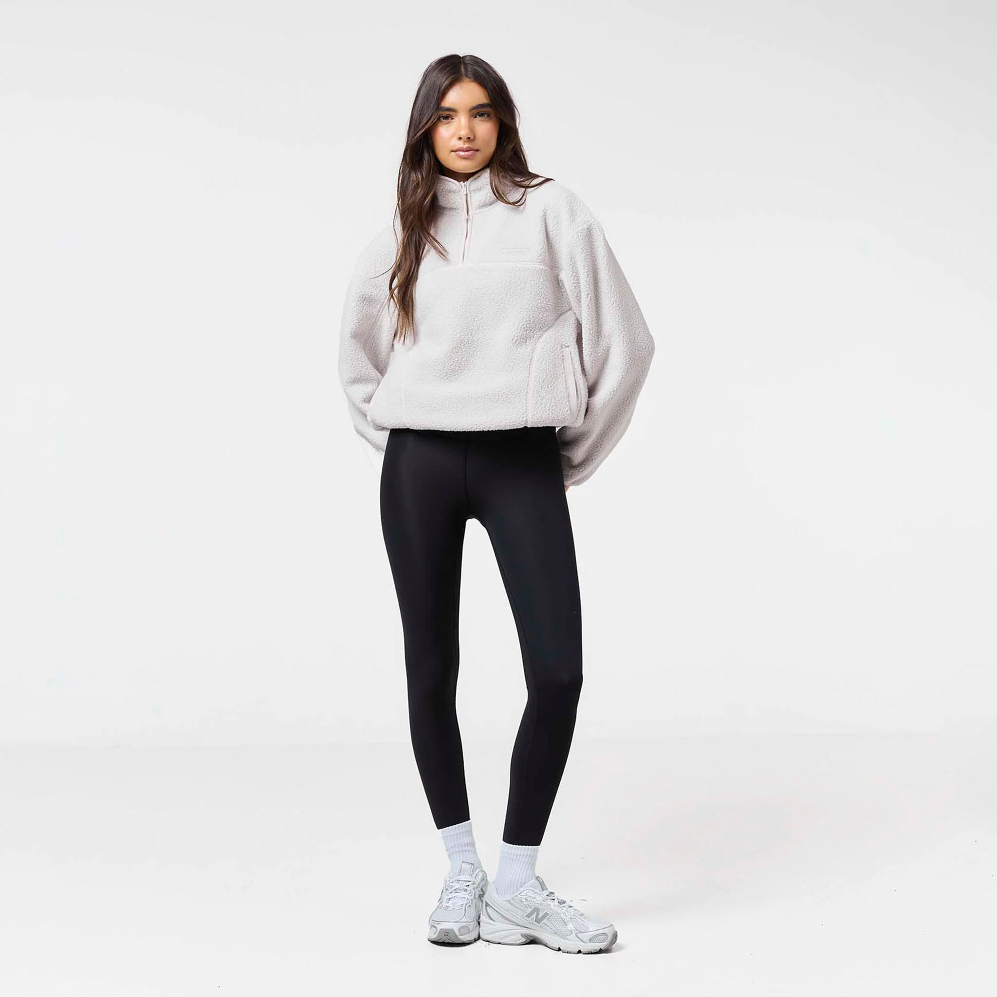 1/4 Zip Borg Fleece | Off White - Image 3