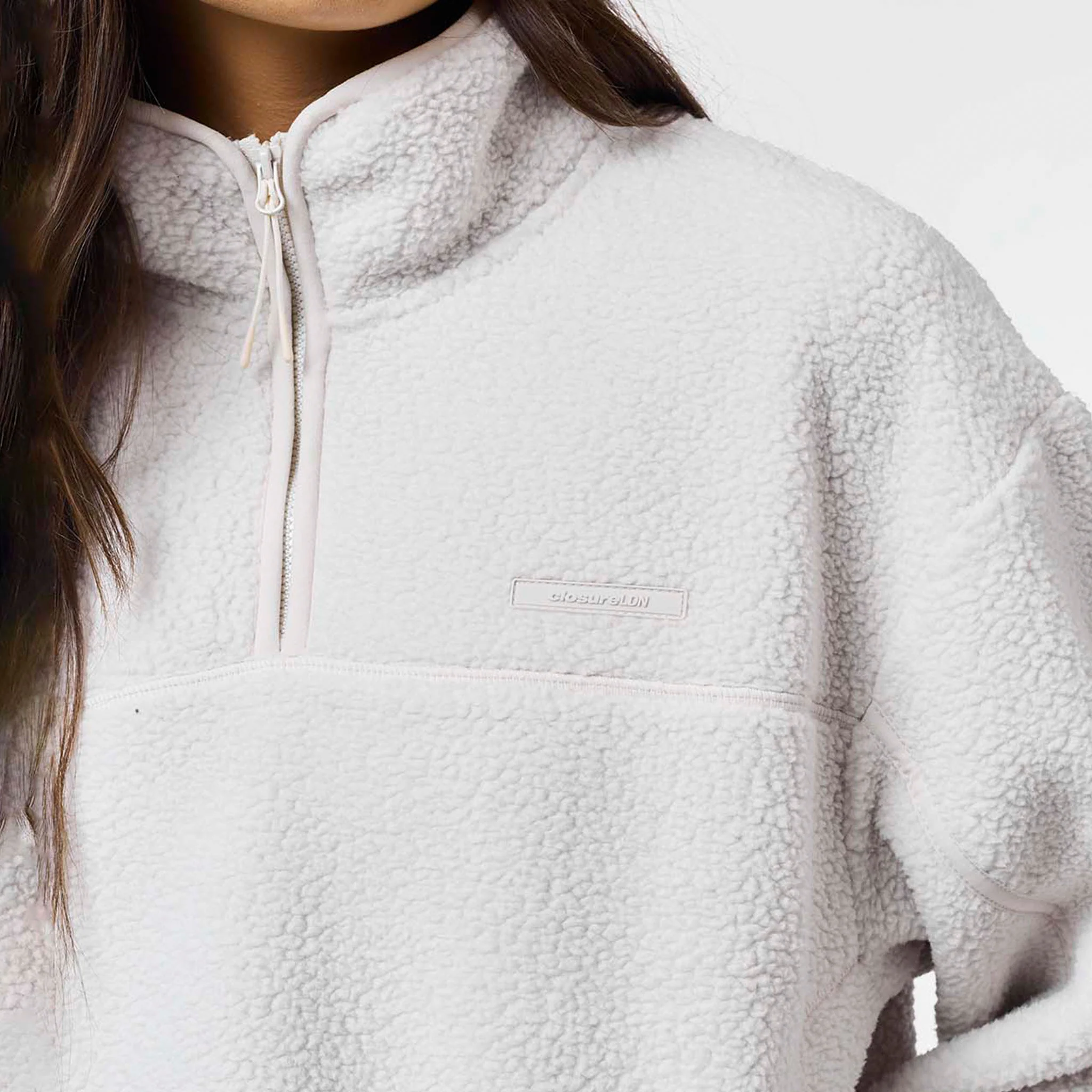 1/4 Zip Borg Fleece | Off White - Image 4