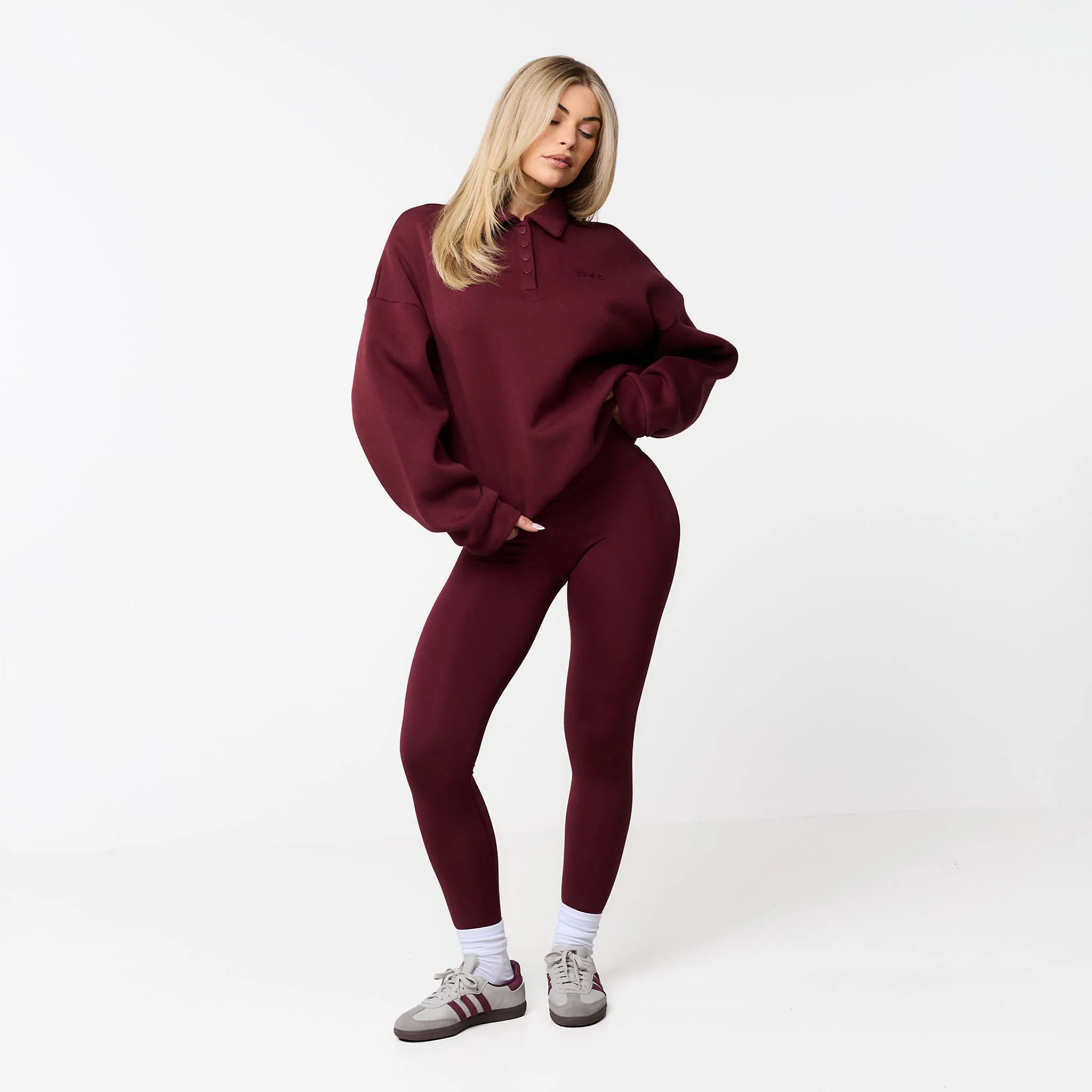 2-Pack Collegiate Button Up Sweatshirt | Grey Marl/Burgundy - Image 10