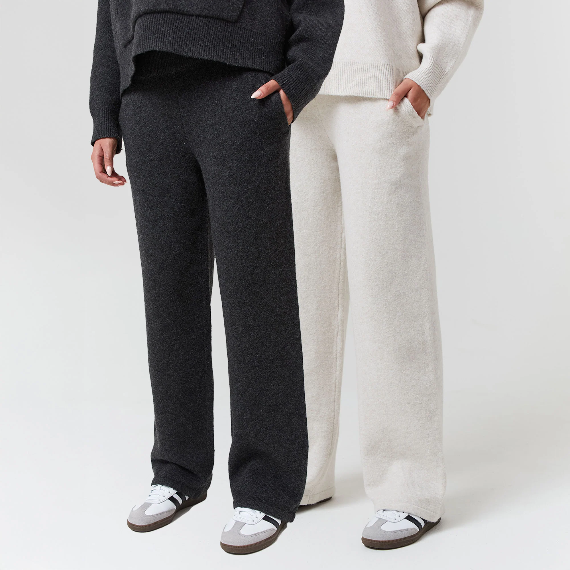 2-Pack Knit Open Hem Jogger | Oatmeal/Charcoal Marl
