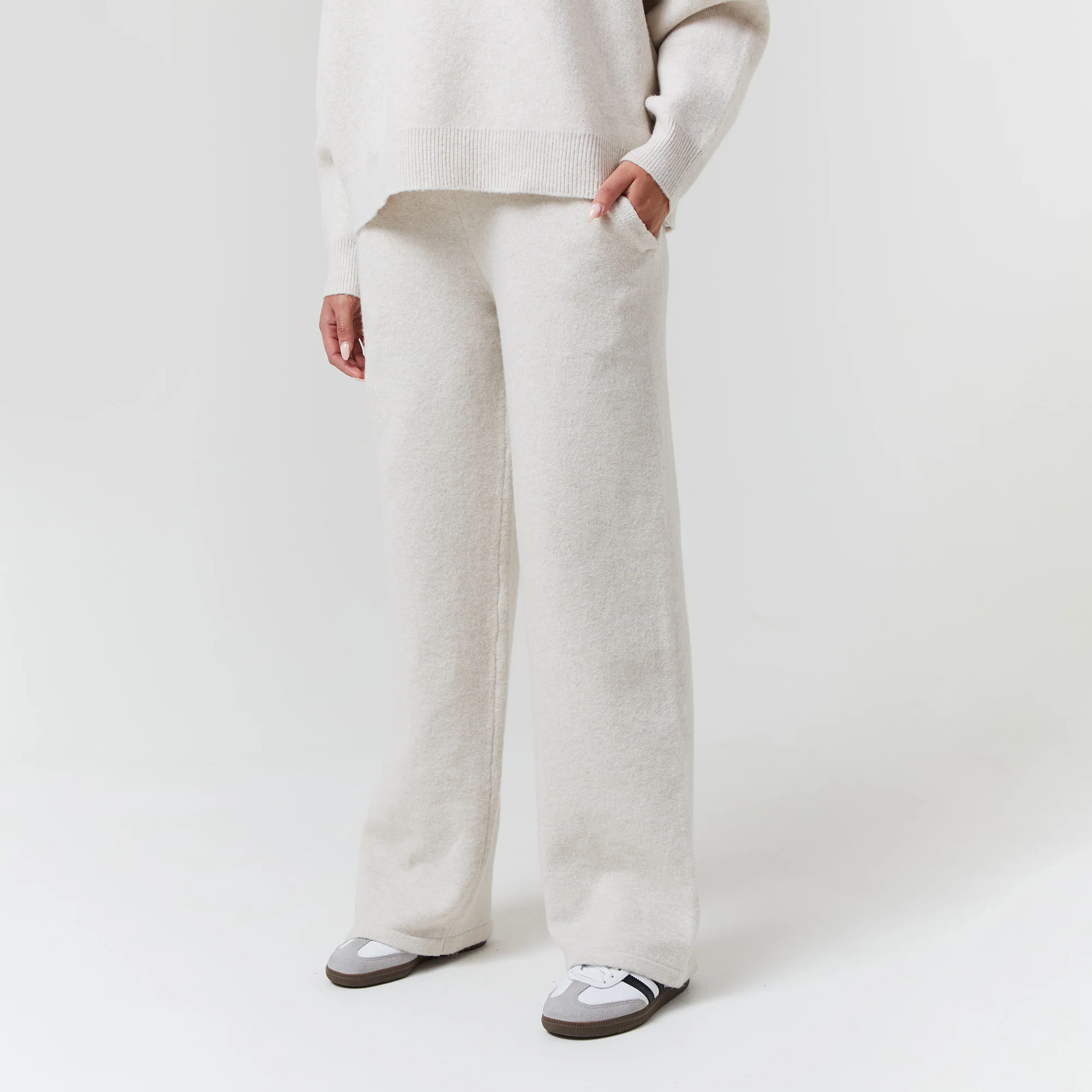 2-Pack Knit Open Hem Jogger | Oatmeal/Charcoal Marl - Image 2