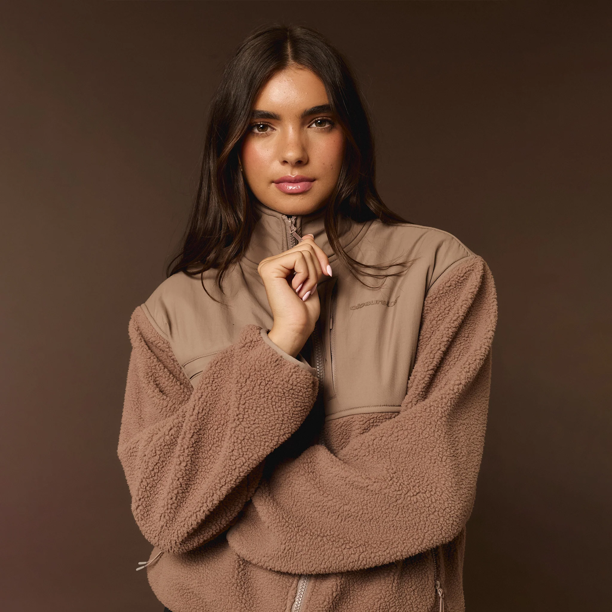 Borg Fleece Tech Jacket | Mocha - Image 2