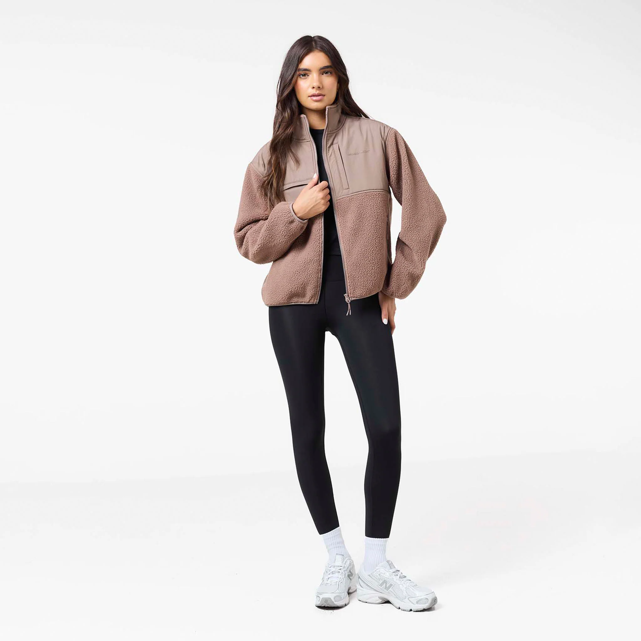 Borg Fleece Tech Jacket | Mocha - Image 3