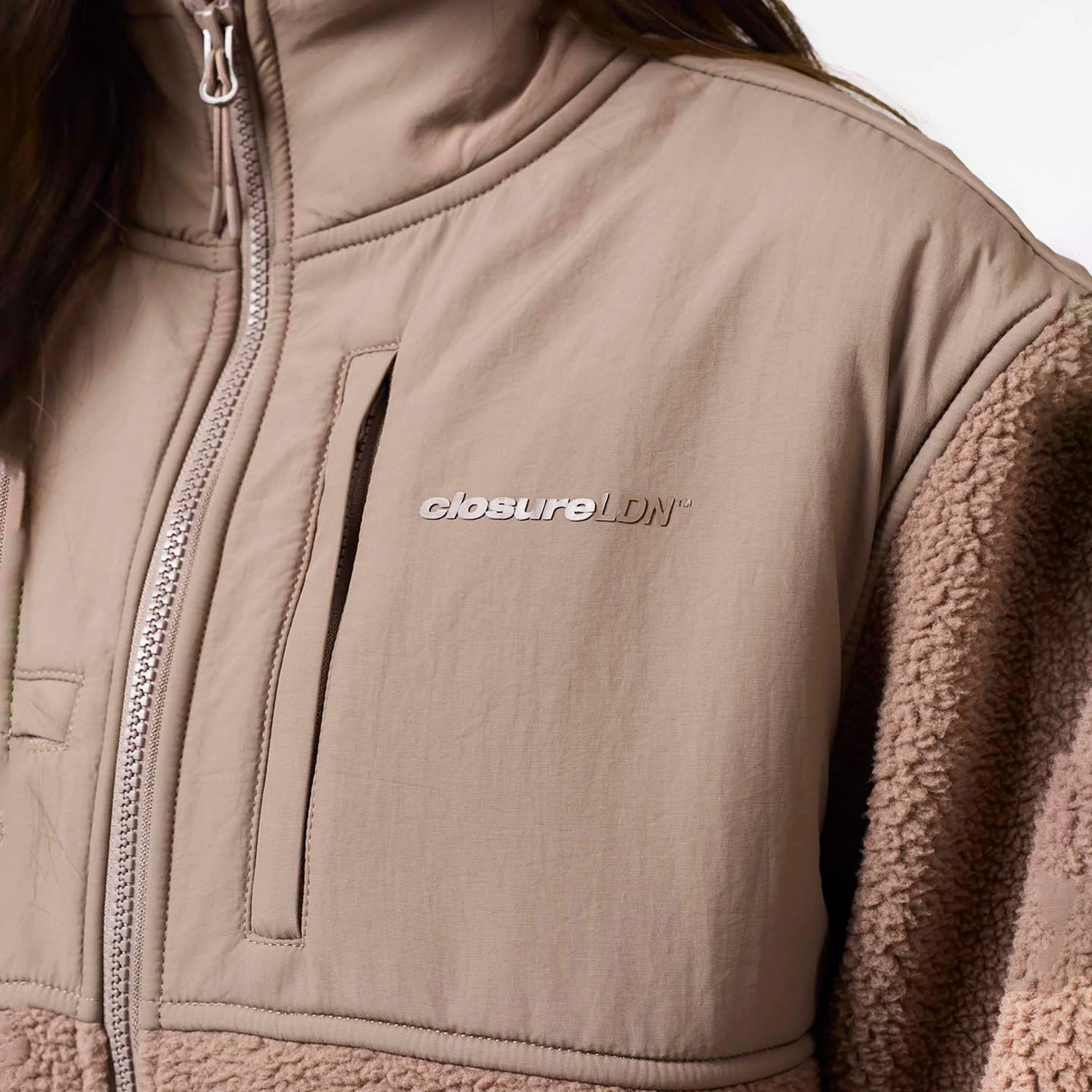Borg Fleece Tech Jacket | Mocha - Image 5