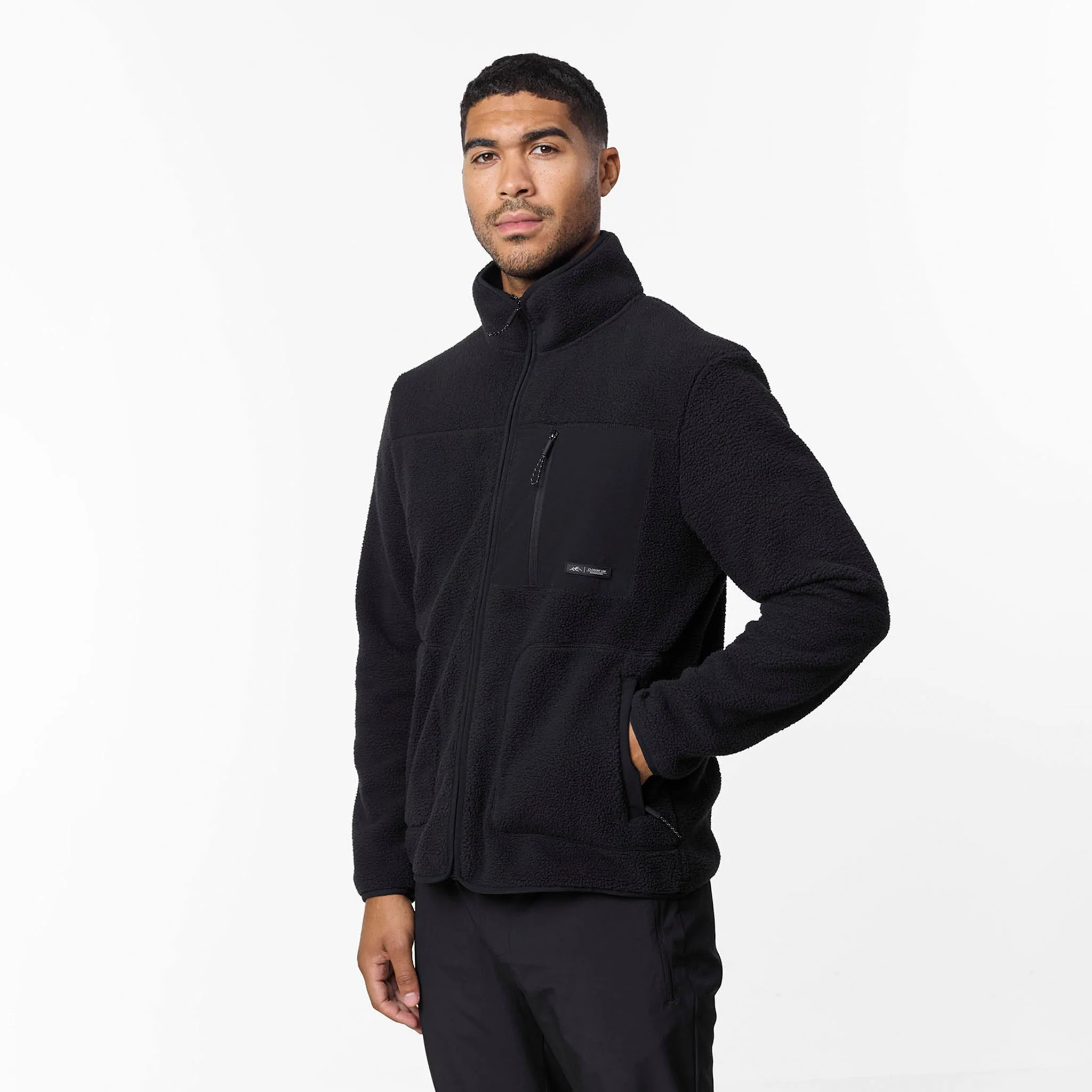 Borg Tech Zip Through Jacket | Black