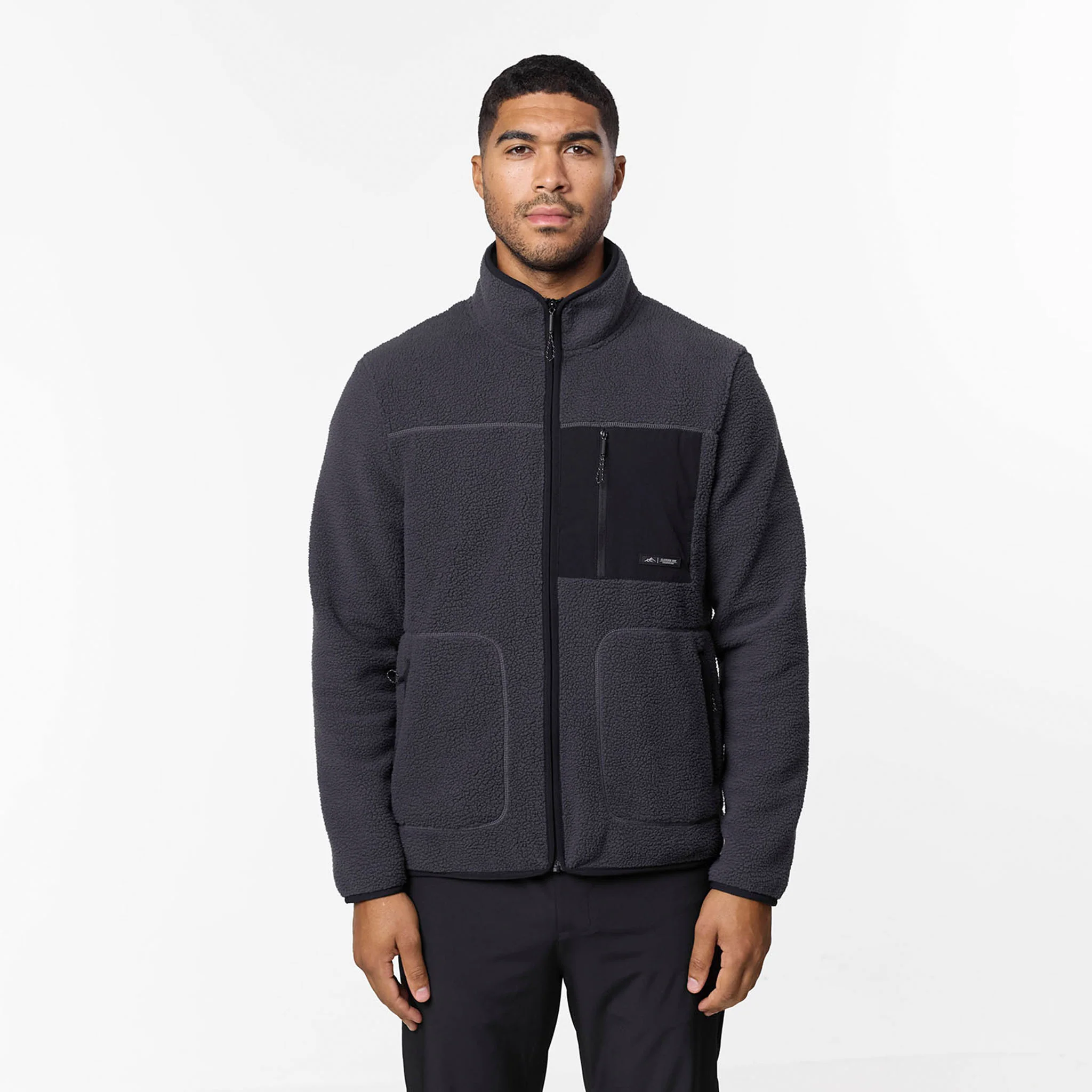 Borg Tech Zip Through Jacket | Dark Grey