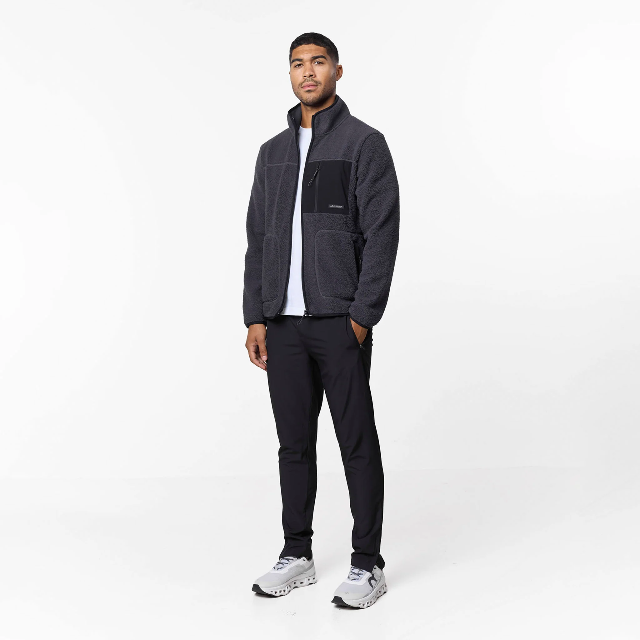 Borg Tech Zip Through Jacket | Dark Grey - Image 2