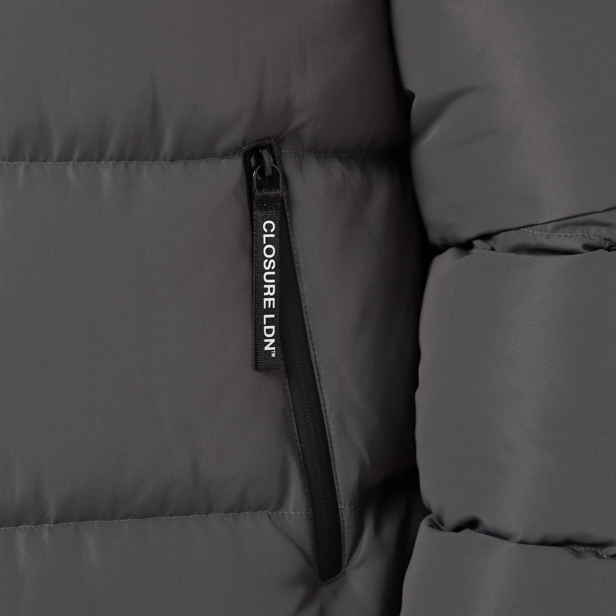 Branded LDN Pocket Puffer Jacket | Charcoal - Image 6