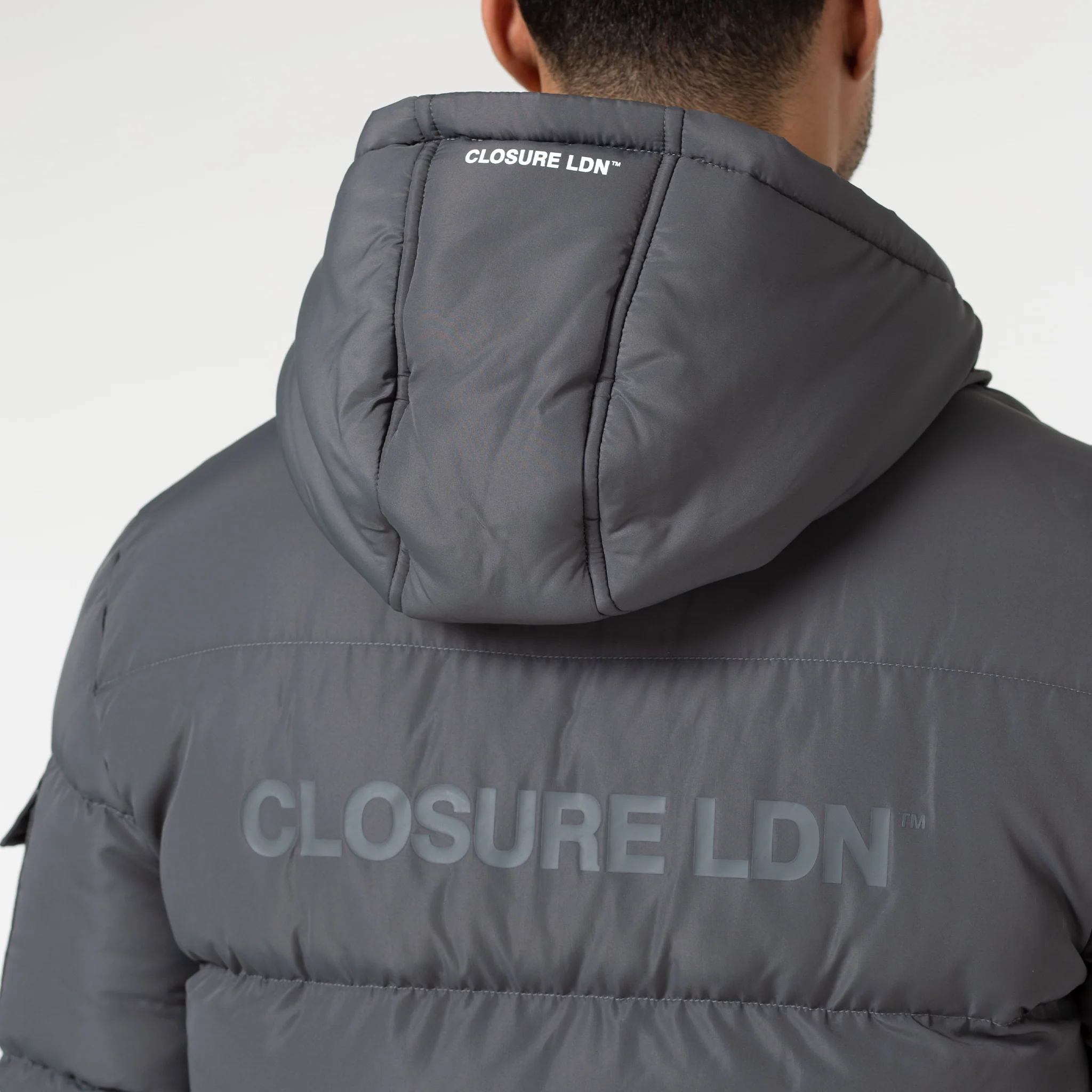 Branded LDN Pocket Puffer Jacket | Charcoal - Image 7