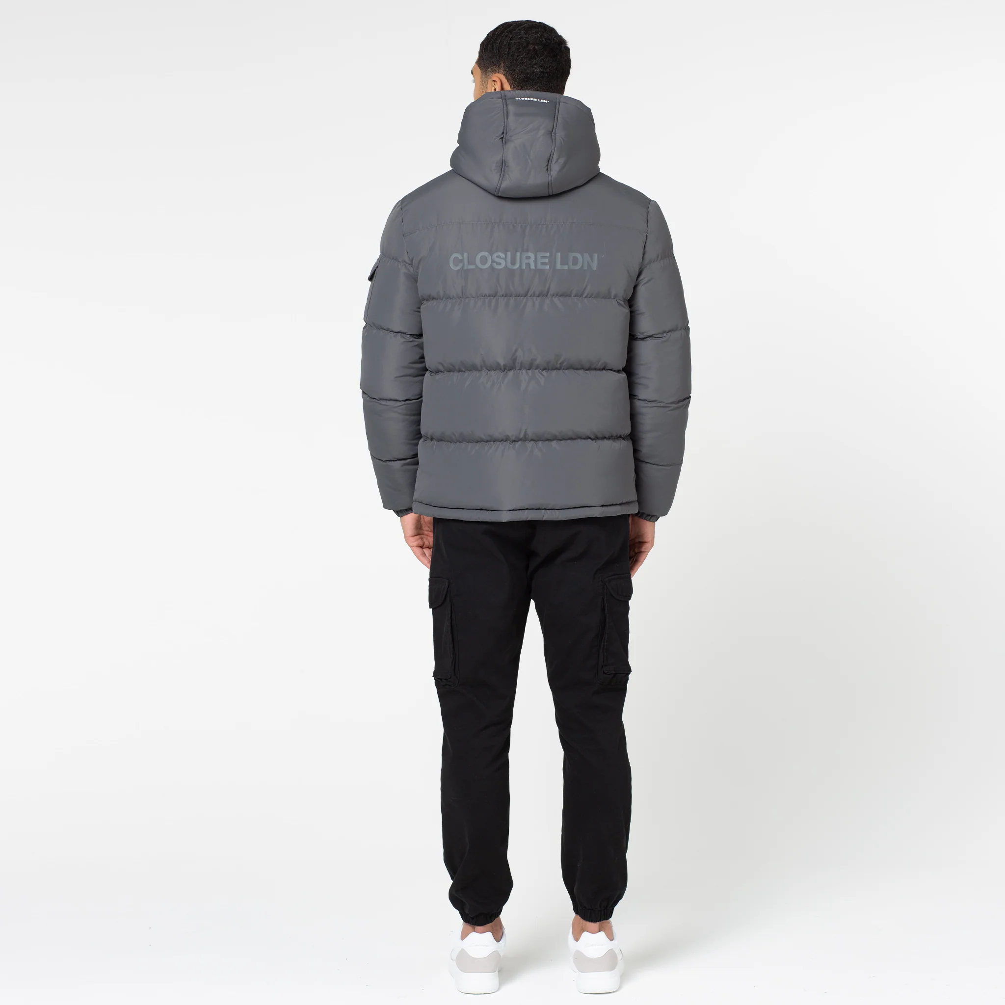 Branded LDN Pocket Puffer Jacket | Charcoal - Image 8