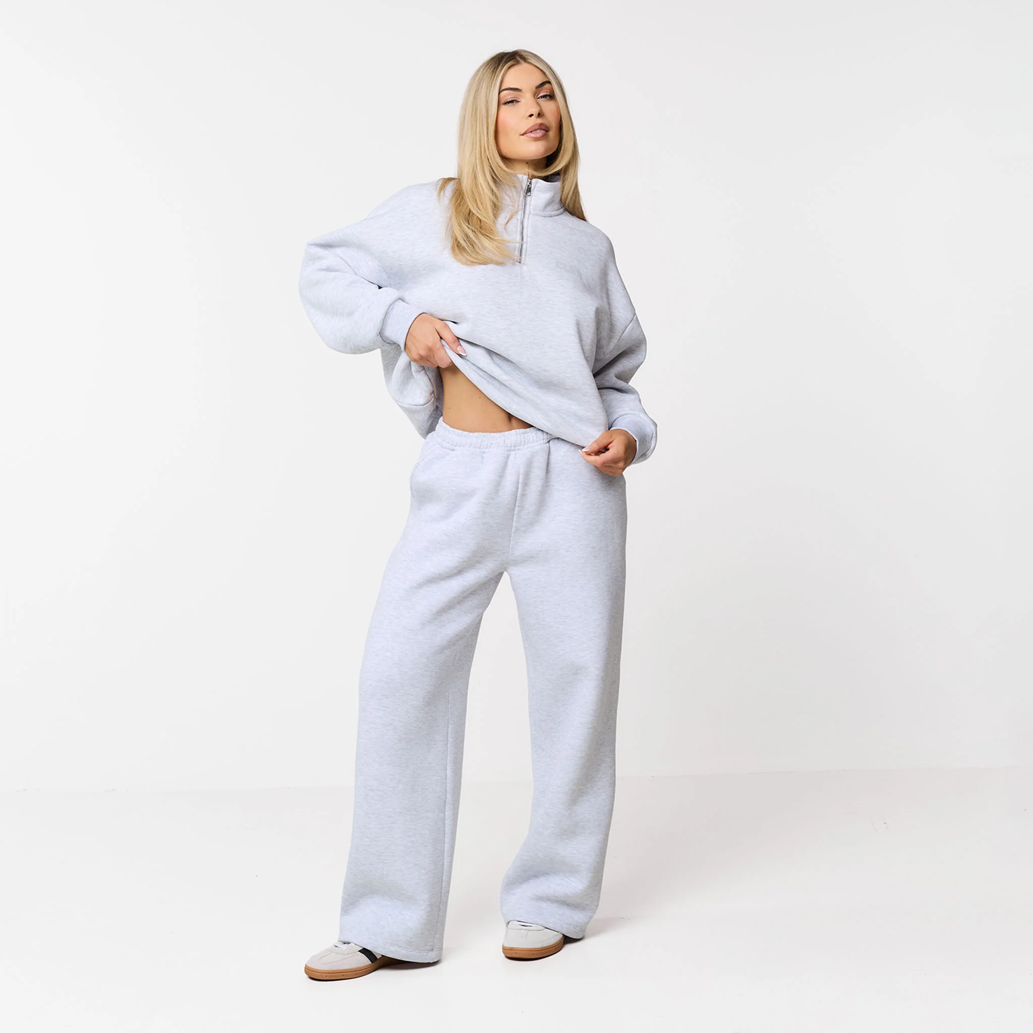 Collegiate 1/4 Zip Tracksuit | Grey Marl - Image 2