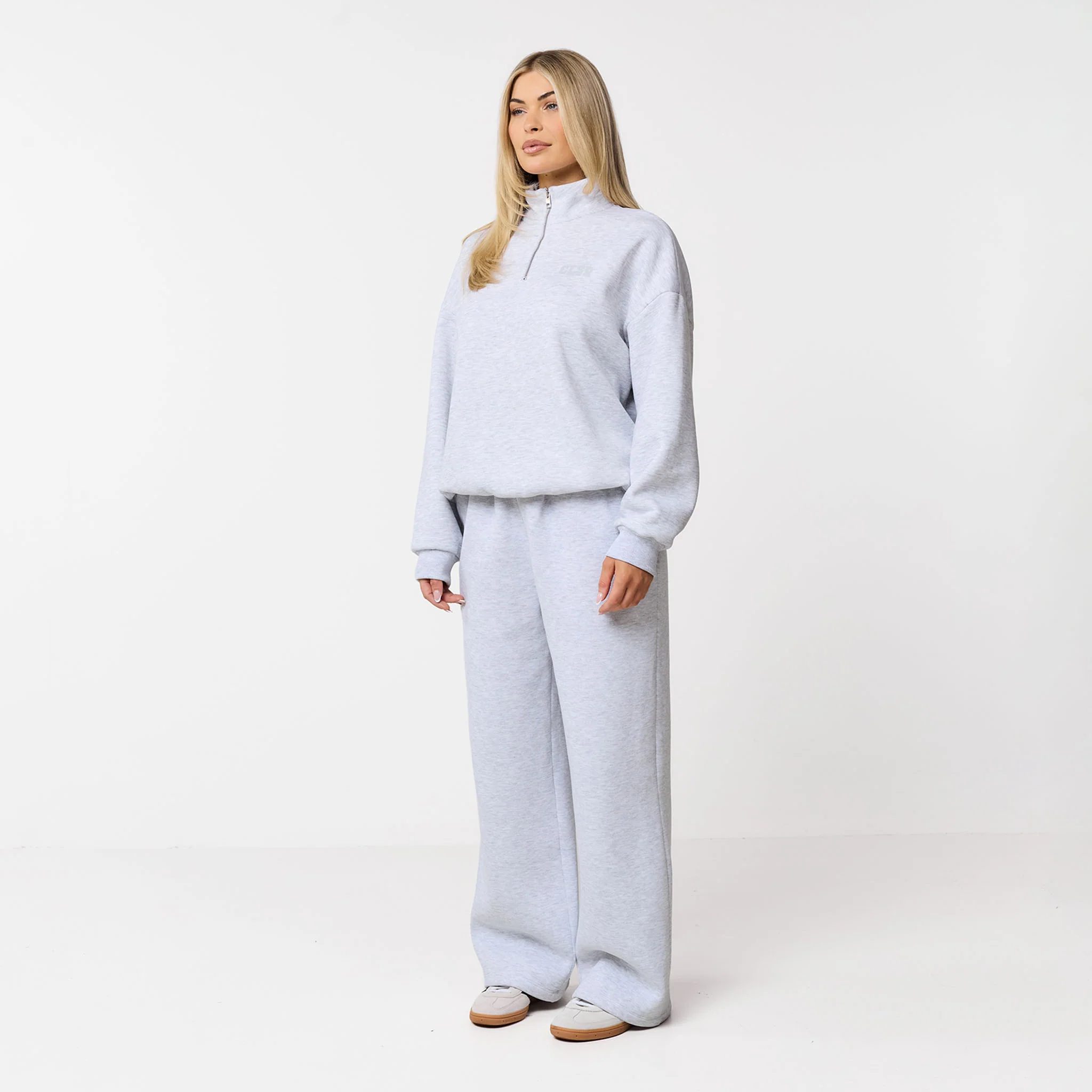 Collegiate 1/4 Zip Tracksuit | Grey Marl - Image 4