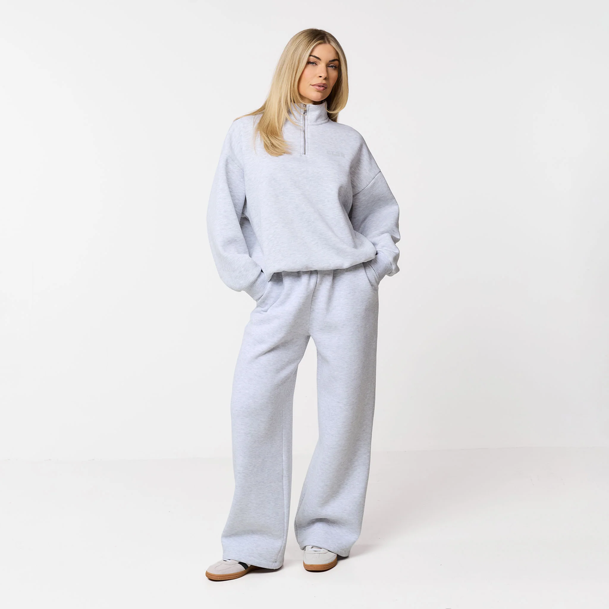 Collegiate 1/4 Zip Tracksuit | Grey Marl - Image 6