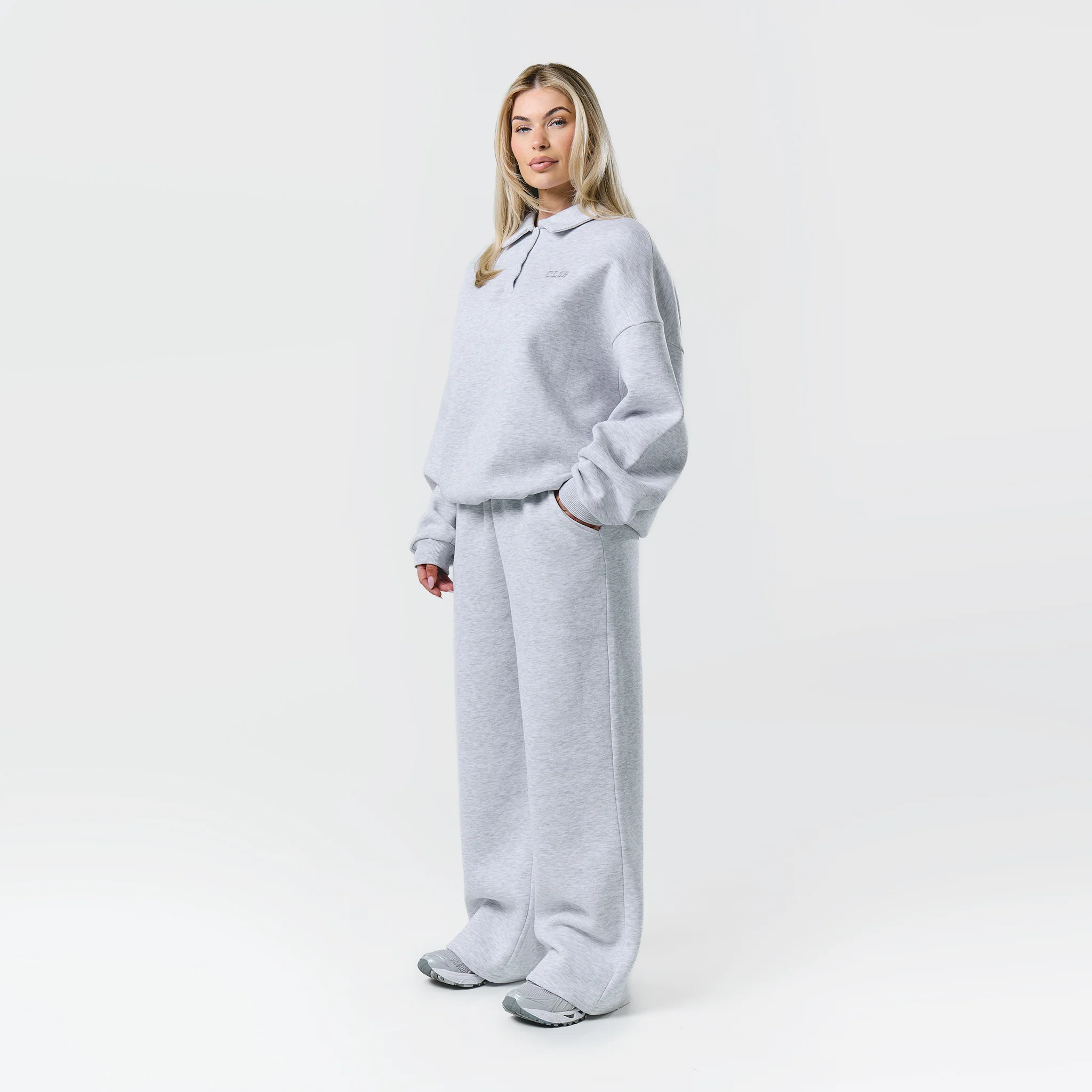 Collegiate Button Up Tracksuit | Grey Marl