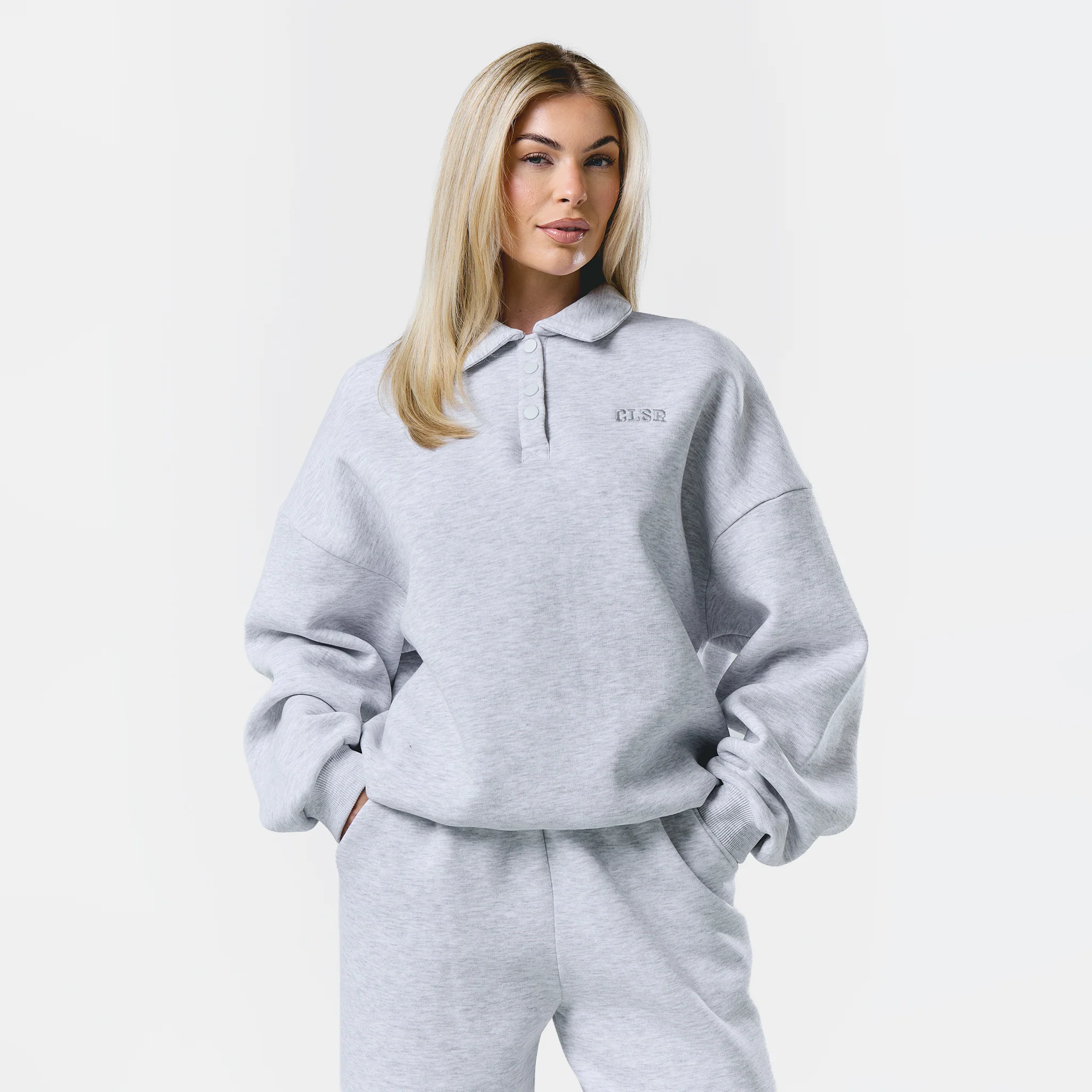 Collegiate Button Up Tracksuit | Grey Marl - Image 2