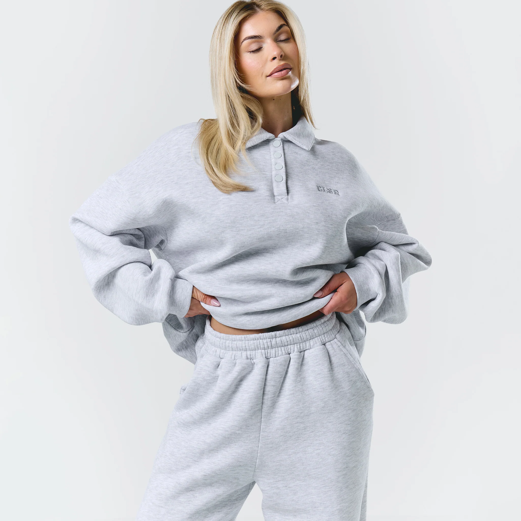 Collegiate Button Up Tracksuit | Grey Marl - Image 4