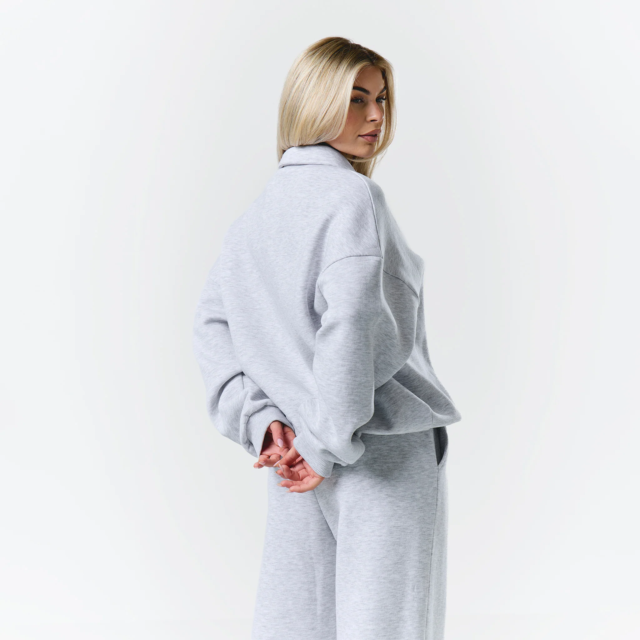 Collegiate Button Up Tracksuit | Grey Marl - Image 5