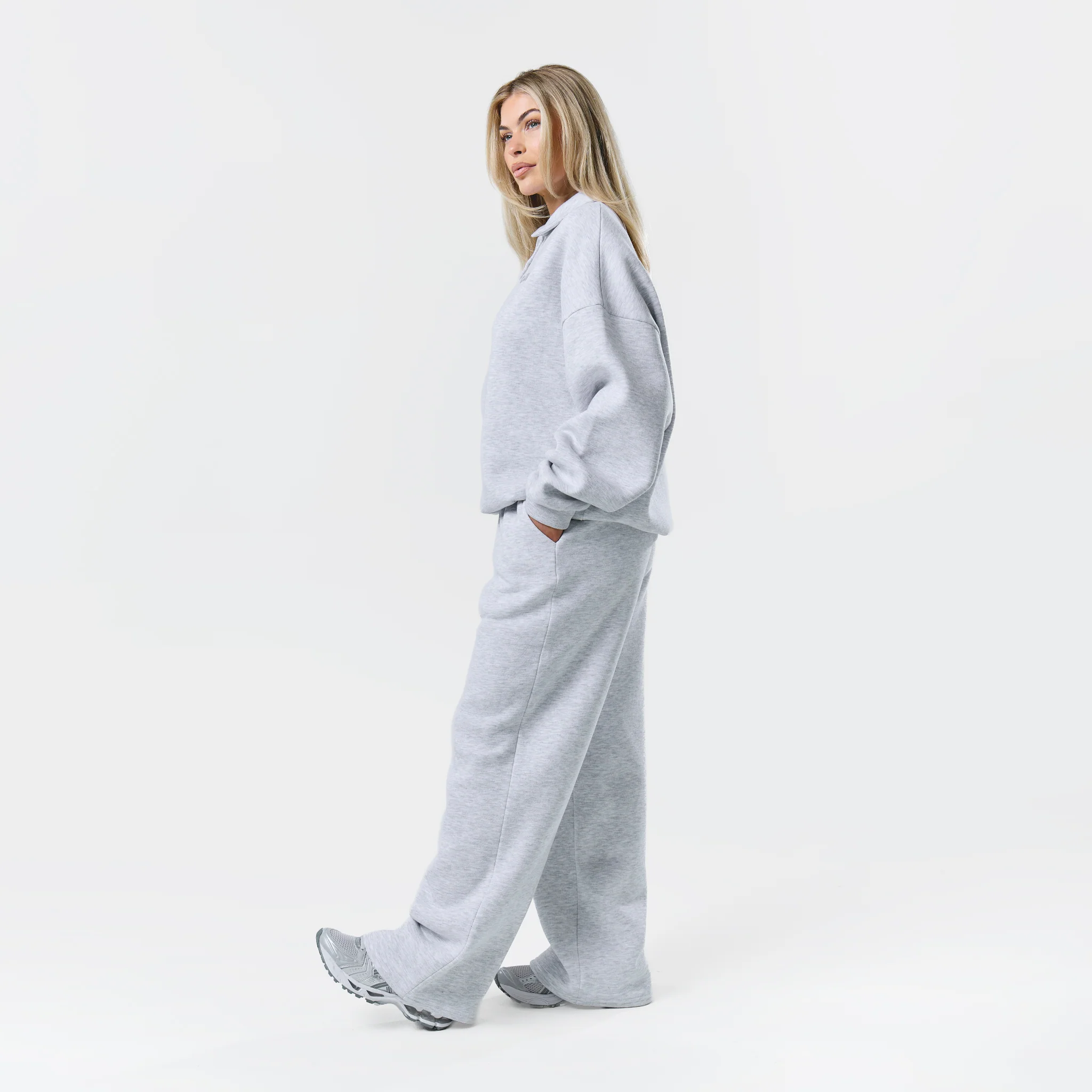 Collegiate Button Up Tracksuit | Grey Marl - Image 7