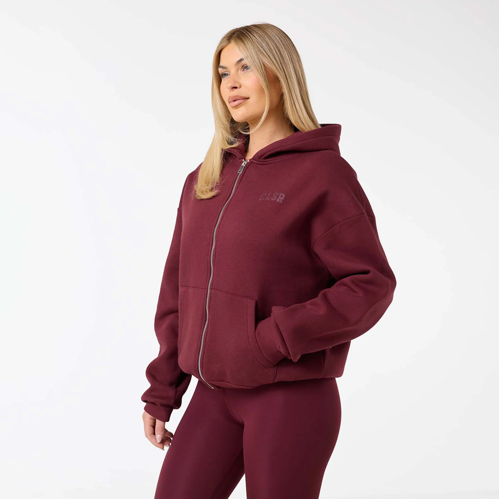 Collegiate Full Zip Hoodie | Burgundy - Image 3