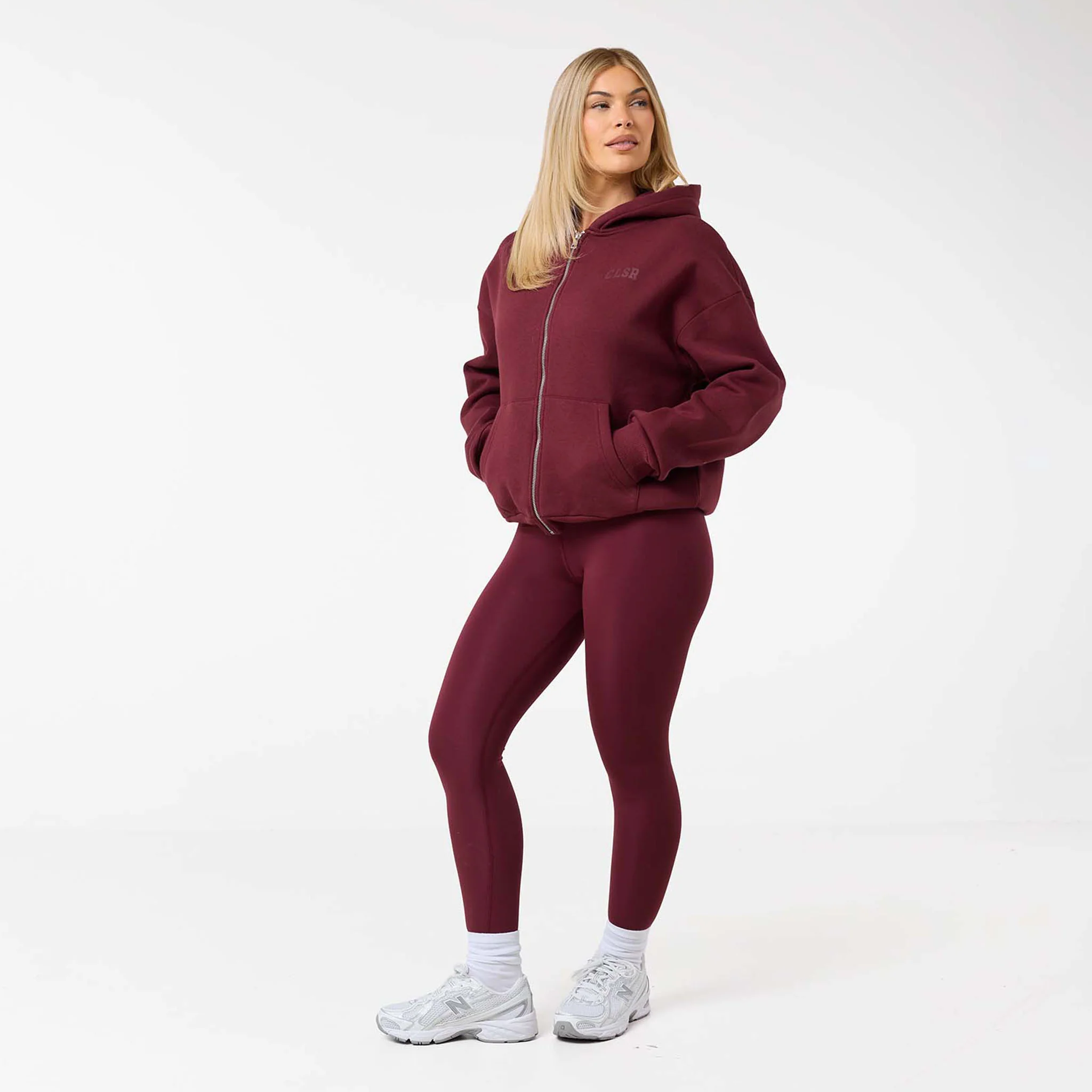 Collegiate Full Zip Hoodie | Burgundy - Image 6