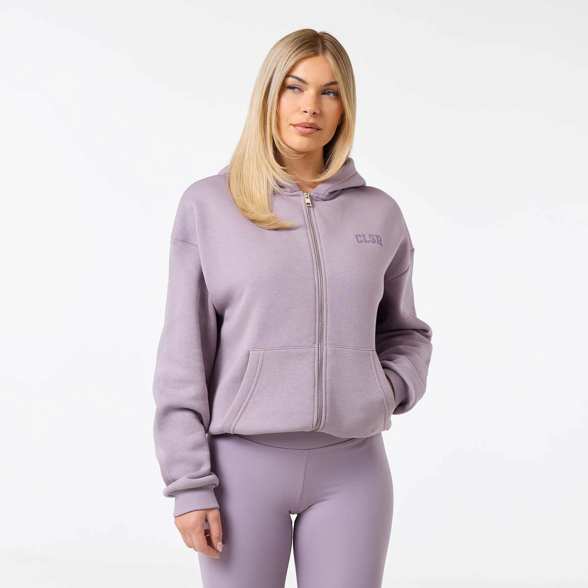 Collegiate Full Zip Hoodie | Dusty Mauve - Image 3