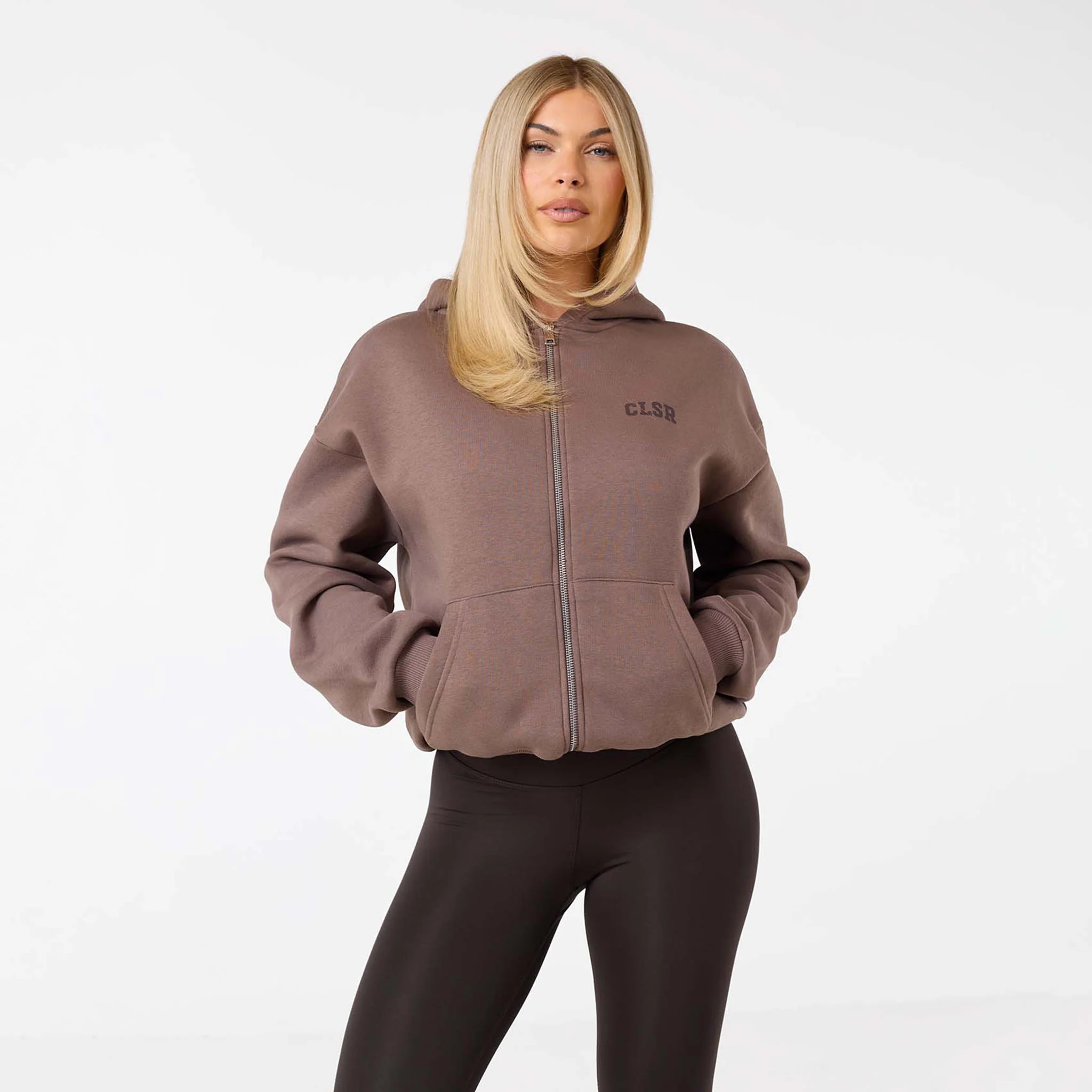Collegiate Full Zip Hoodie | Mocha - Image 3