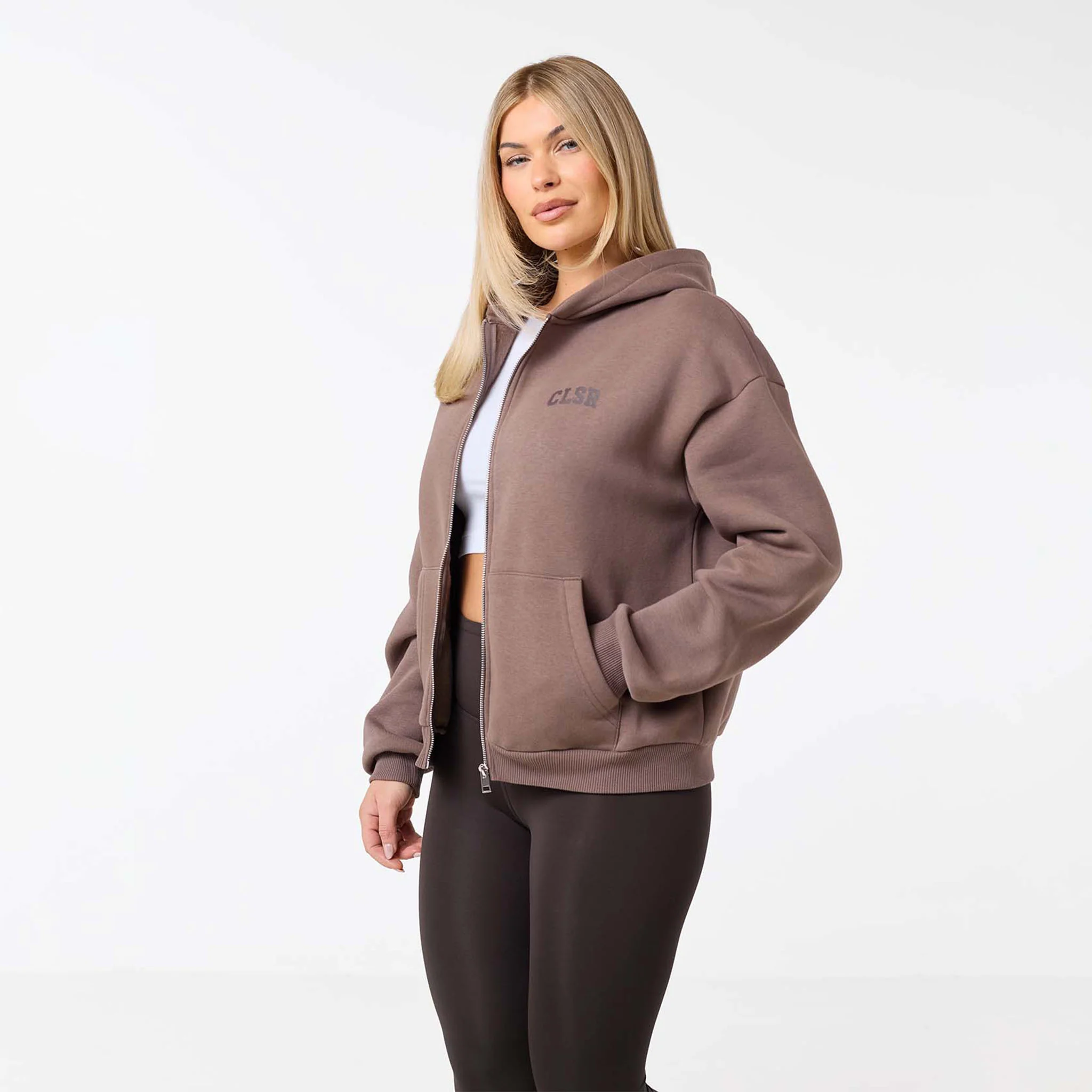 Collegiate Full Zip Hoodie | Mocha - Image 7
