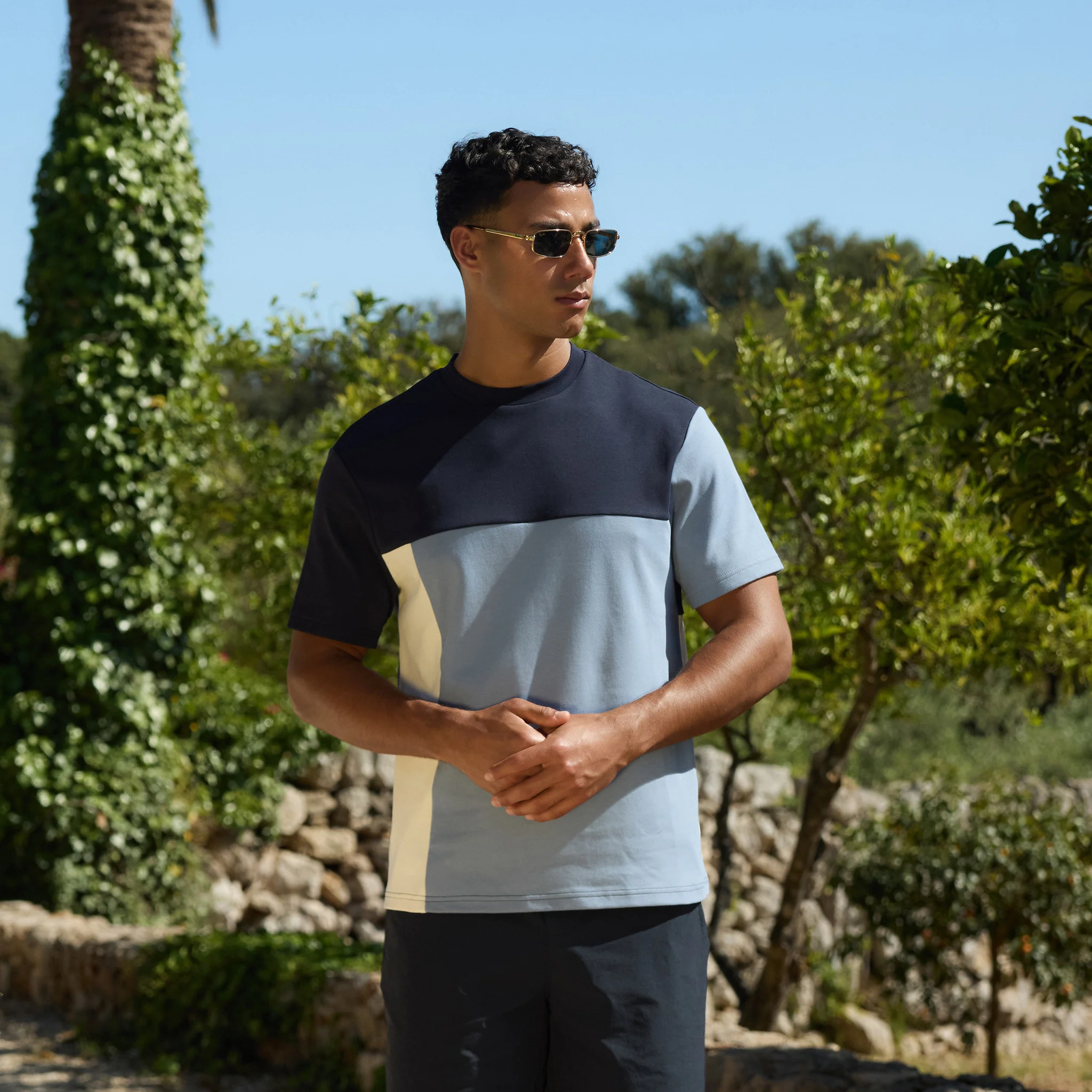 Colourblock T-Shirt | Navy/Light Blue/White - Image 2