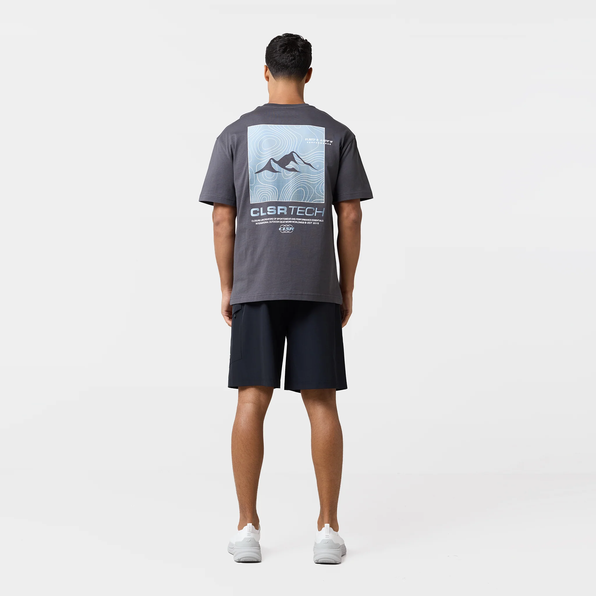 Contours Tech T-Shirt | Charcoal/Light Blue - Image 2