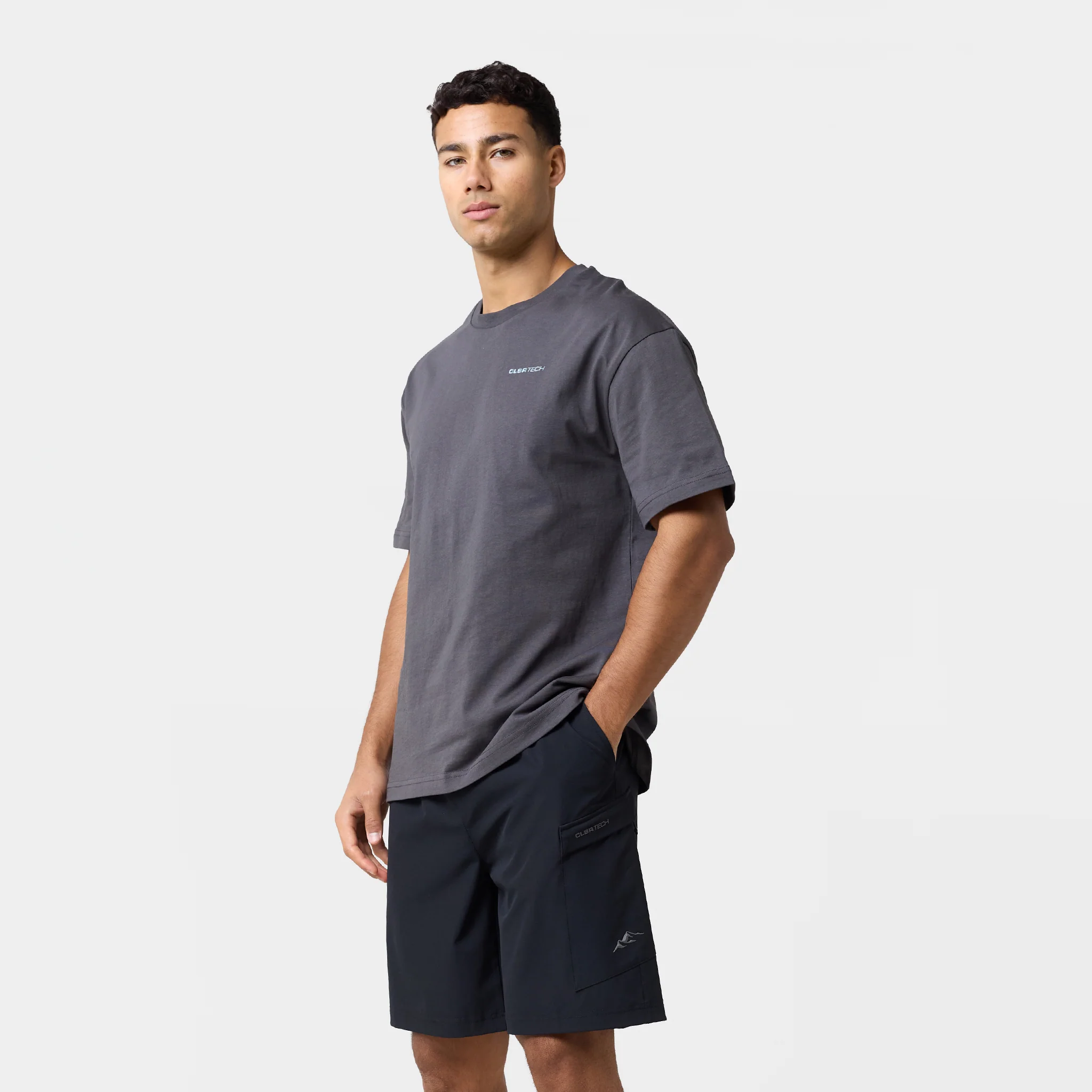 Contours Tech T-Shirt | Charcoal/Light Blue - Image 5
