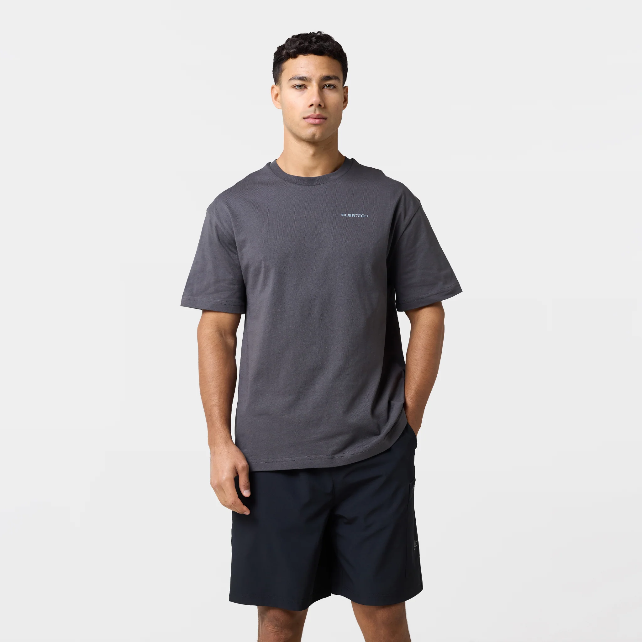 Contours Tech T-Shirt | Charcoal/Light Blue - Image 6