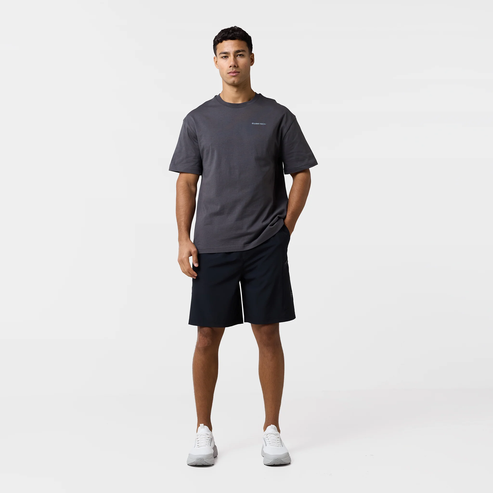 Contours Tech T-Shirt | Charcoal/Light Blue - Image 8