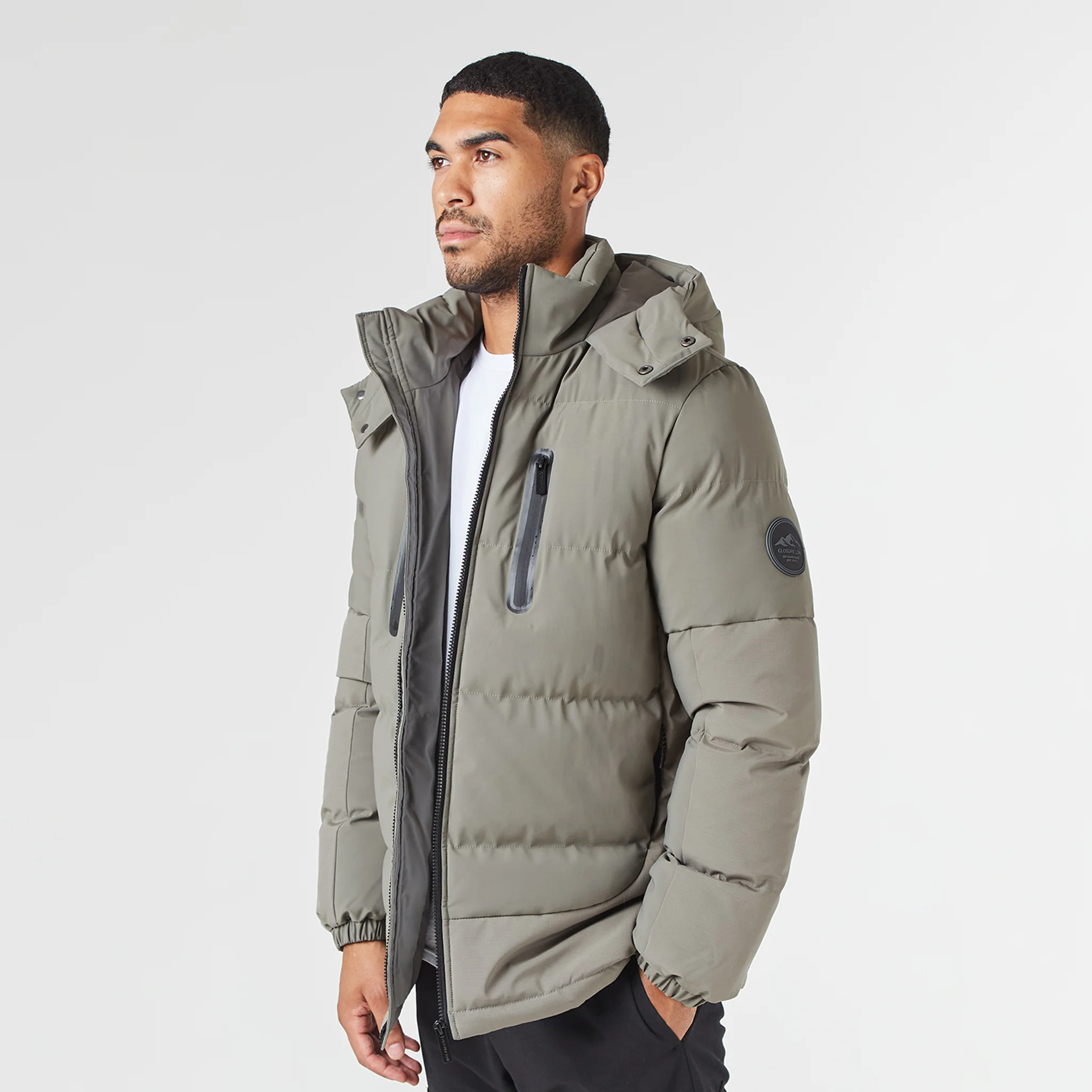 Contrast Panel Puffer Jacket | Washed Khaki - Image 10