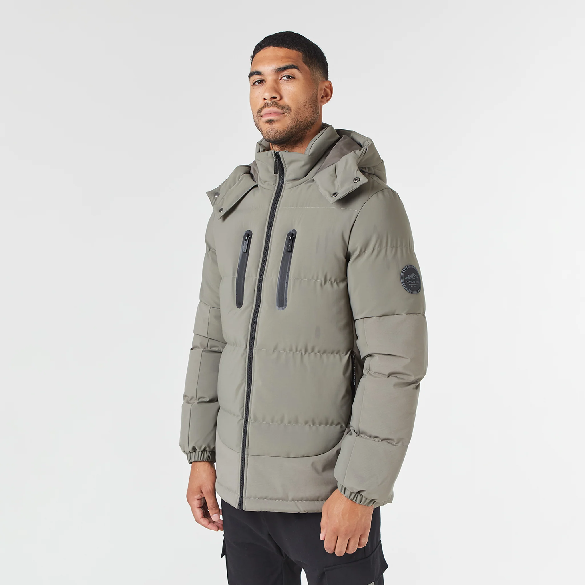 Contrast Panel Puffer Jacket | Washed Khaki - Image 4