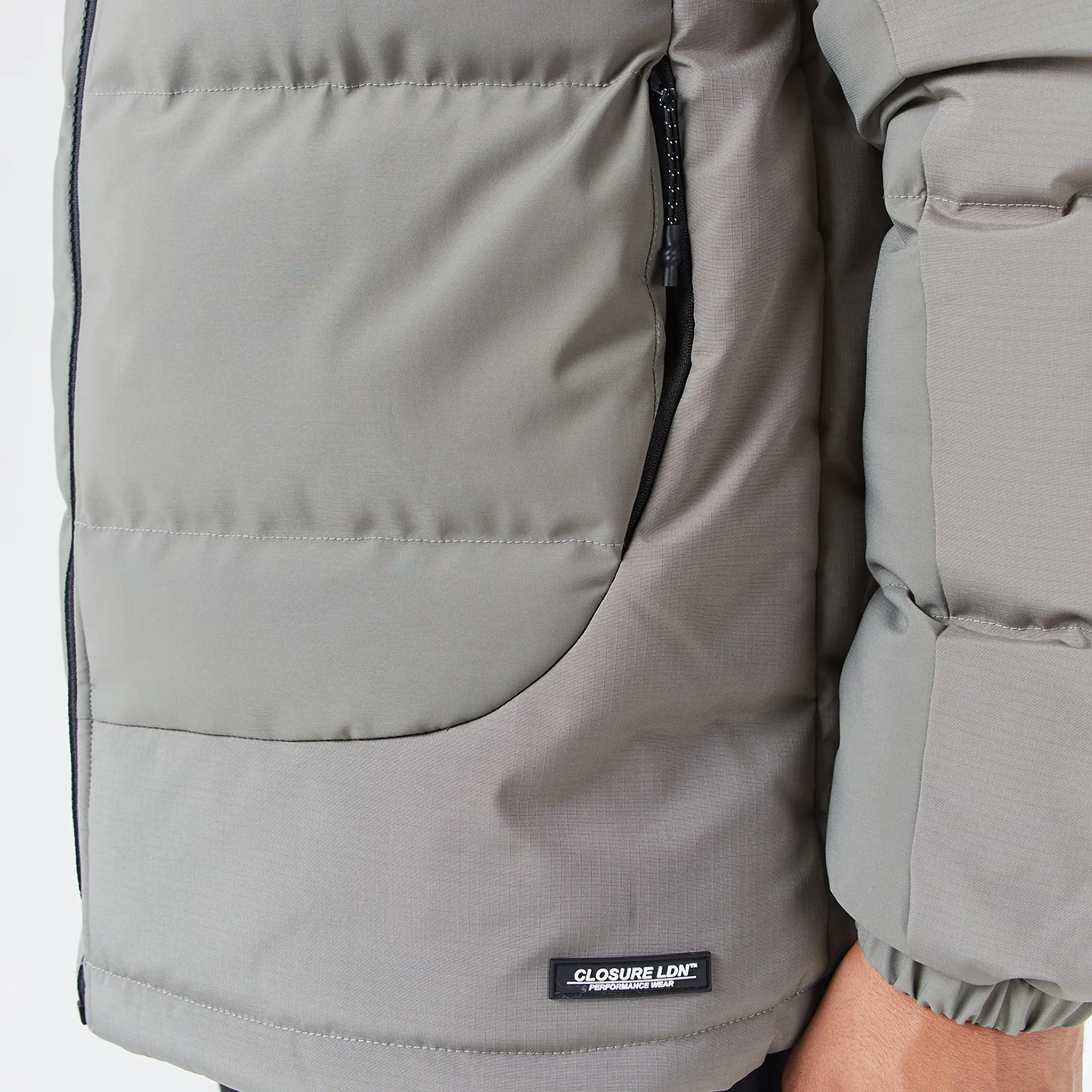 Contrast Panel Puffer Jacket | Washed Khaki - Image 6