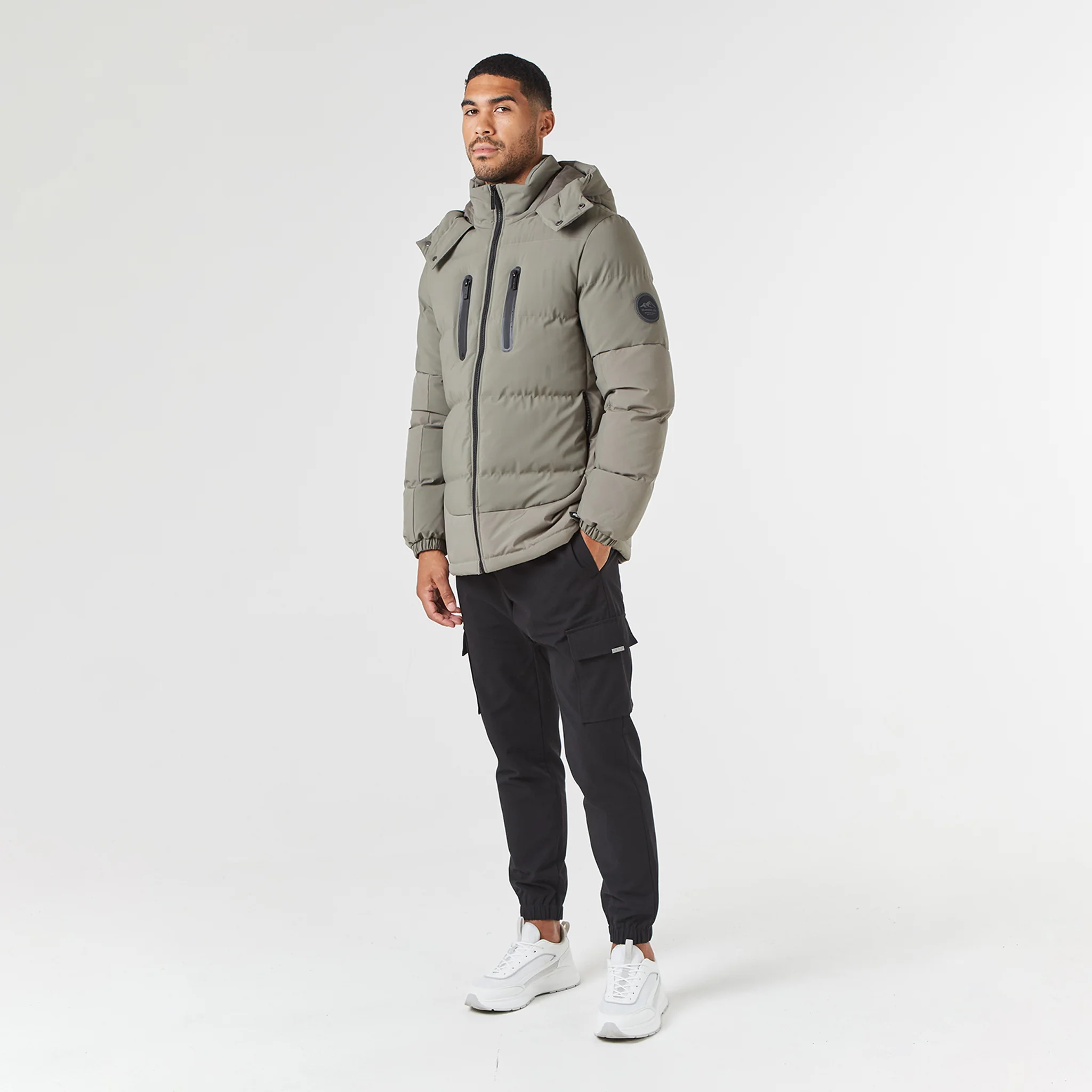 Contrast Panel Puffer Jacket | Washed Khaki - Image 9