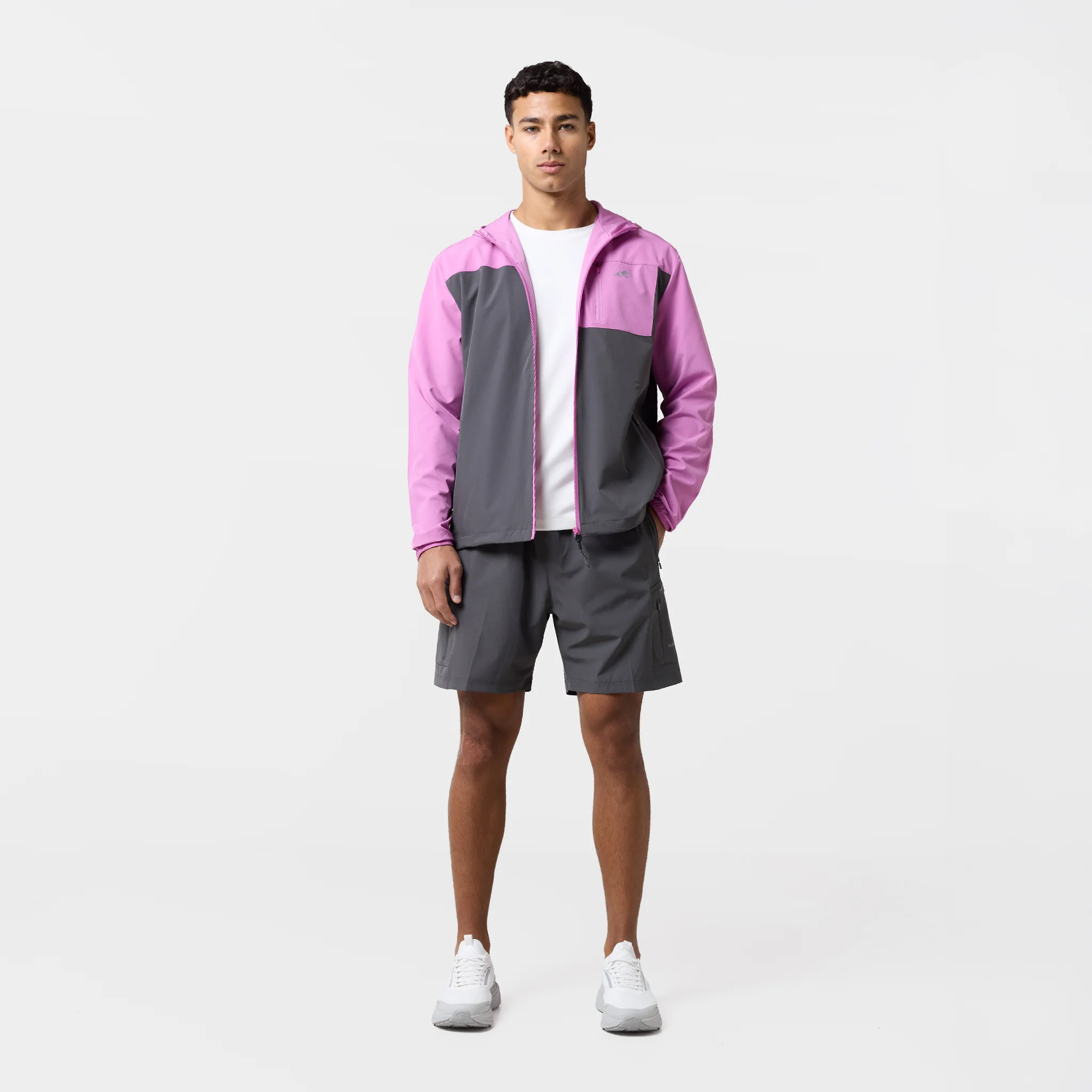 Contrast Tech Windbreaker Twinset | Pink/Charcoal - Image 6