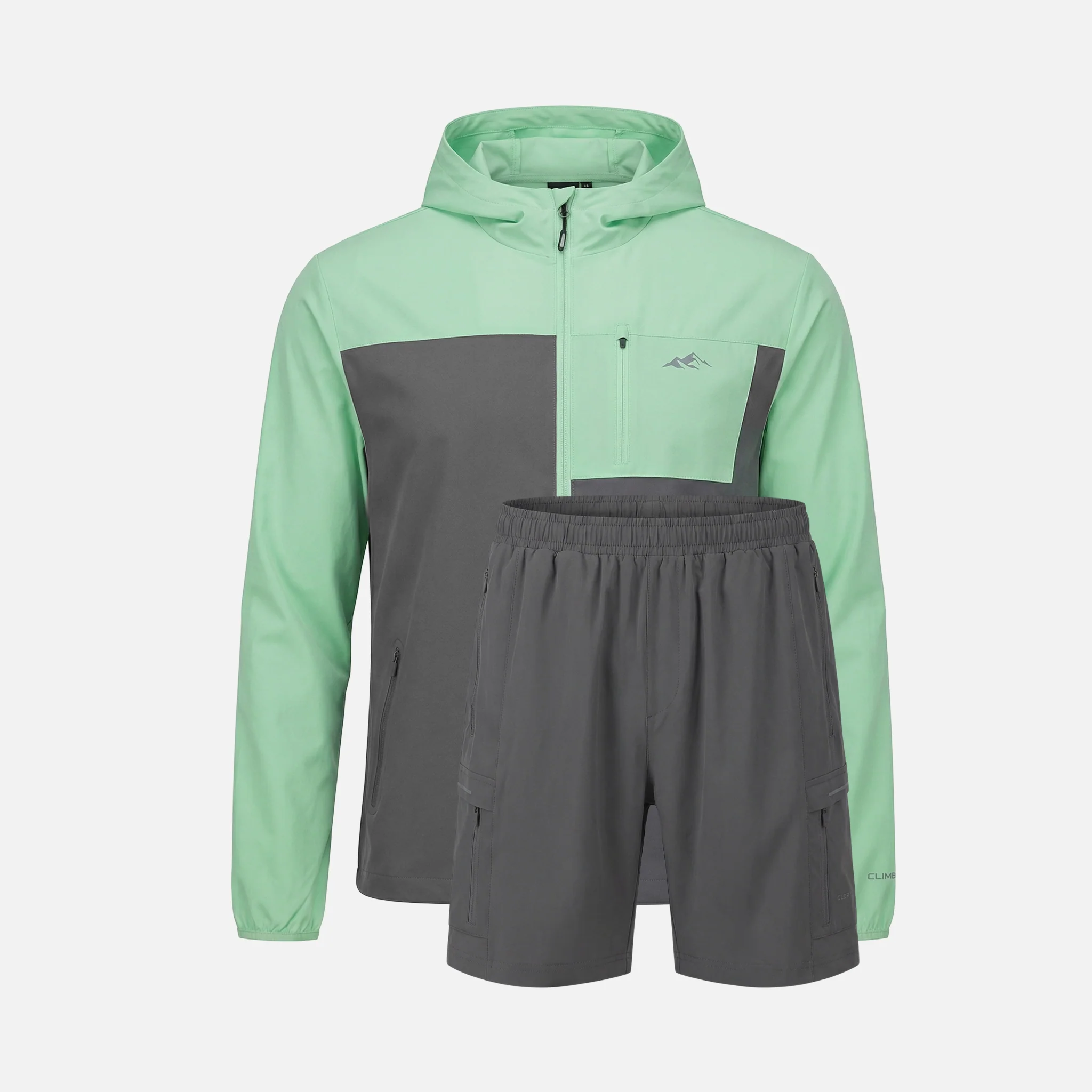 Contrast Tech Windbreaker Twinset | Iron Grey/Mint - Image 13