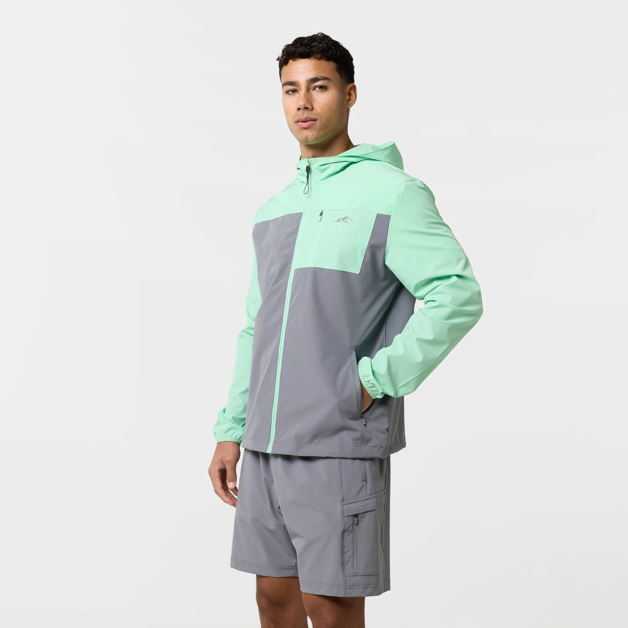 Contrast Tech Windbreaker Twinset | Iron Grey/Mint - Image 3