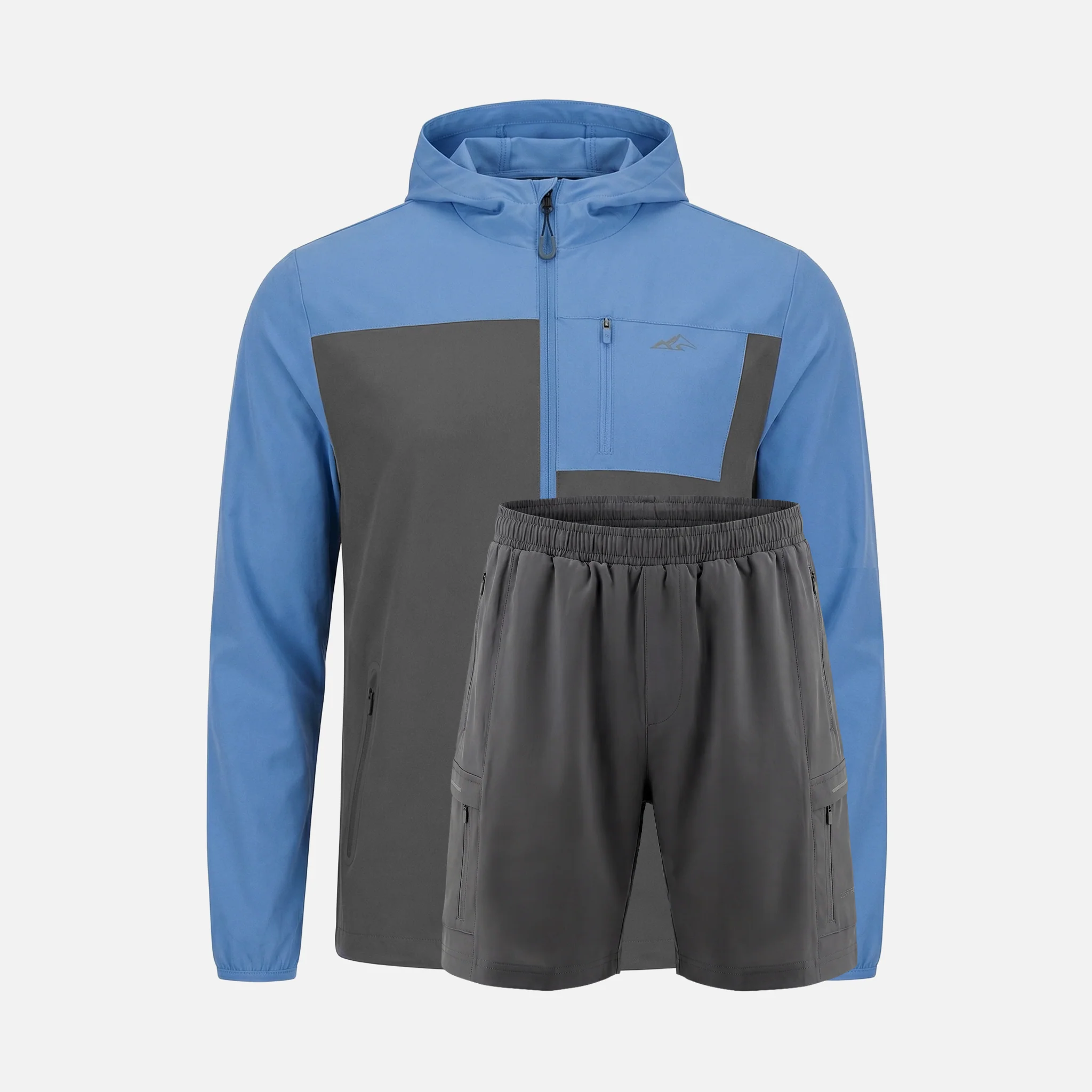 Contrast Tech Windbreaker Twinset | Iron Grey/University Blue - Image 14
