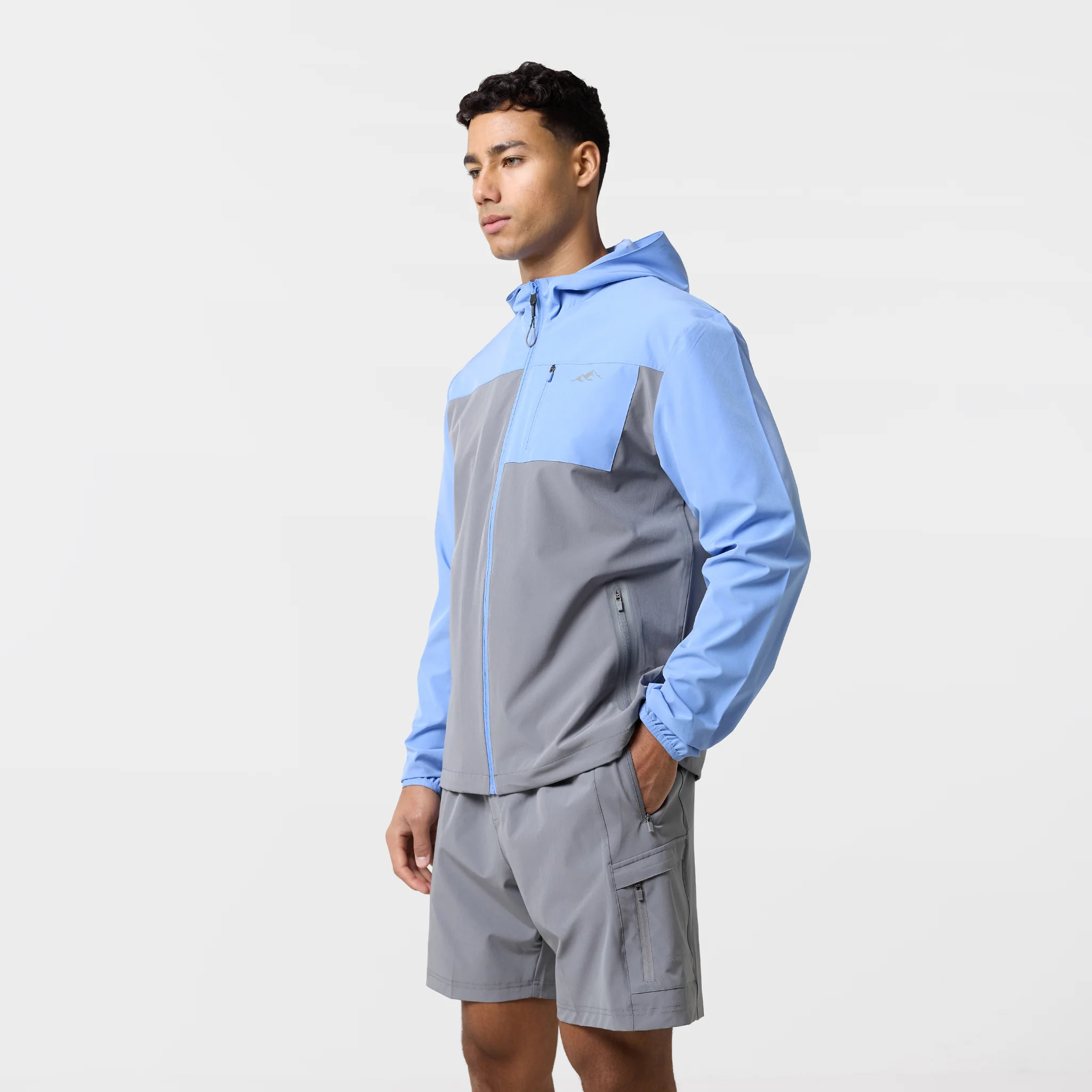 Contrast Tech Windbreaker Twinset | Iron Grey/University Blue - Image 3