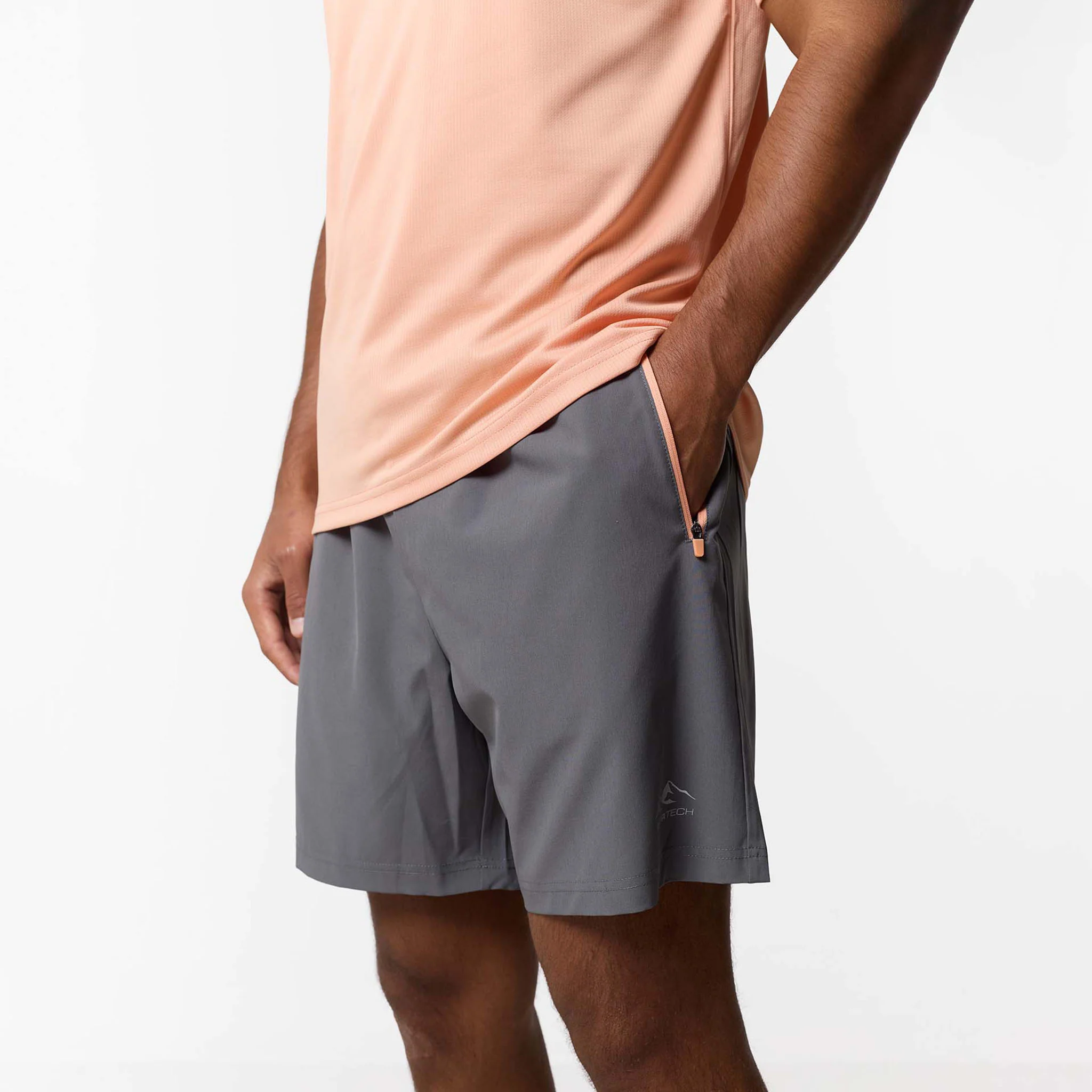 Contrast Zip Tri Set | Charcoal/Peach - Image 11
