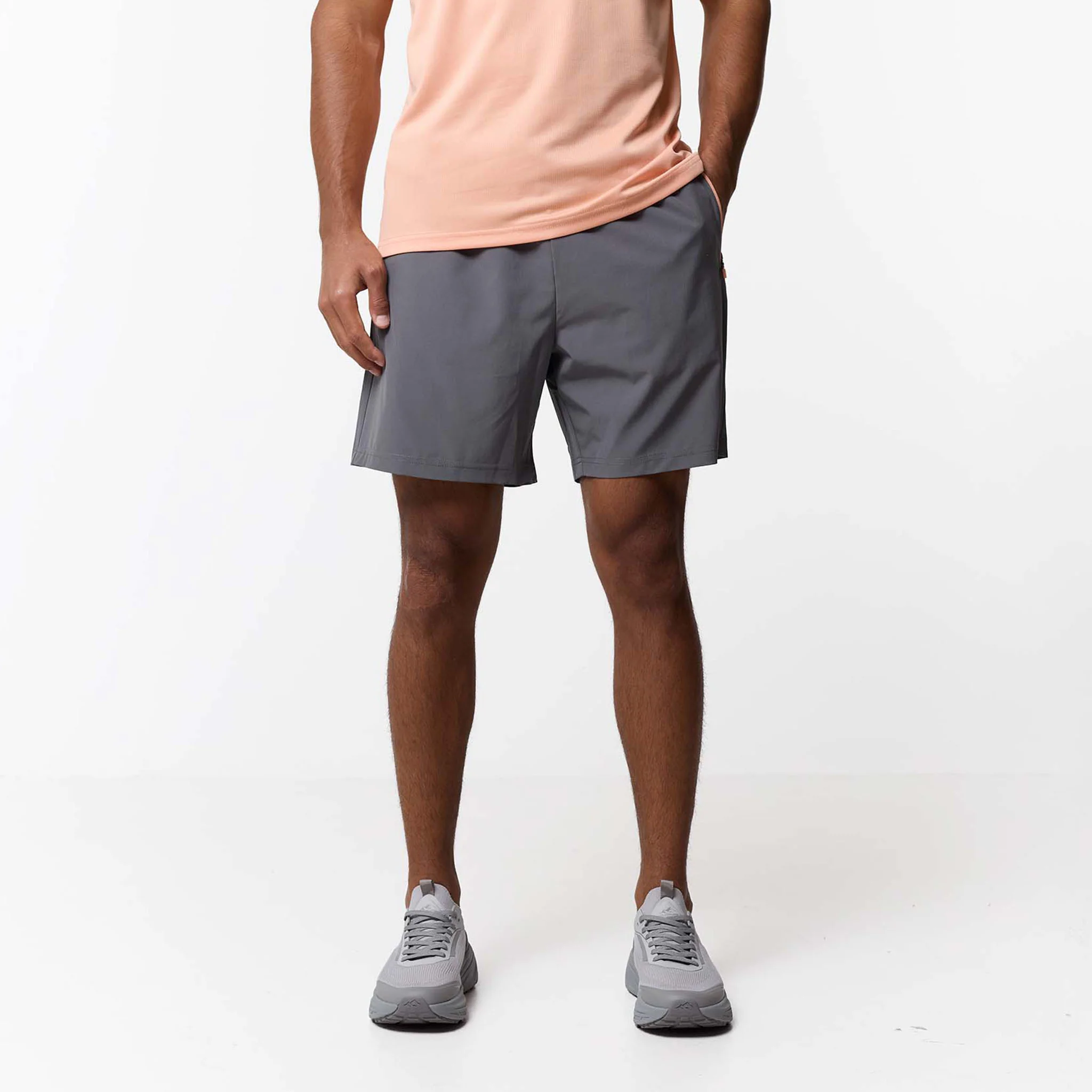 Contrast Zip Tri Set | Charcoal/Peach - Image 12