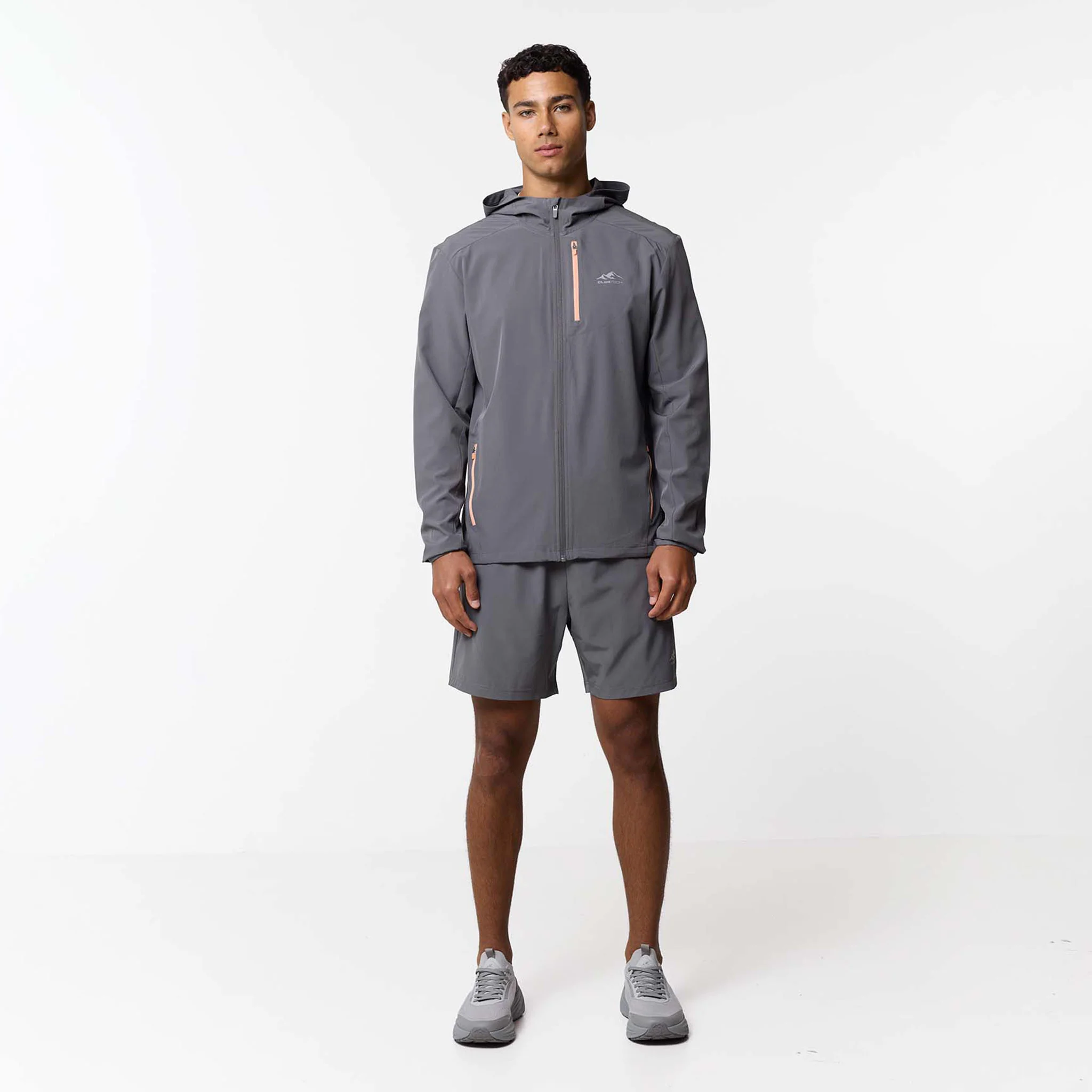 Contrast Zip Tri Set | Charcoal/Peach - Image 3