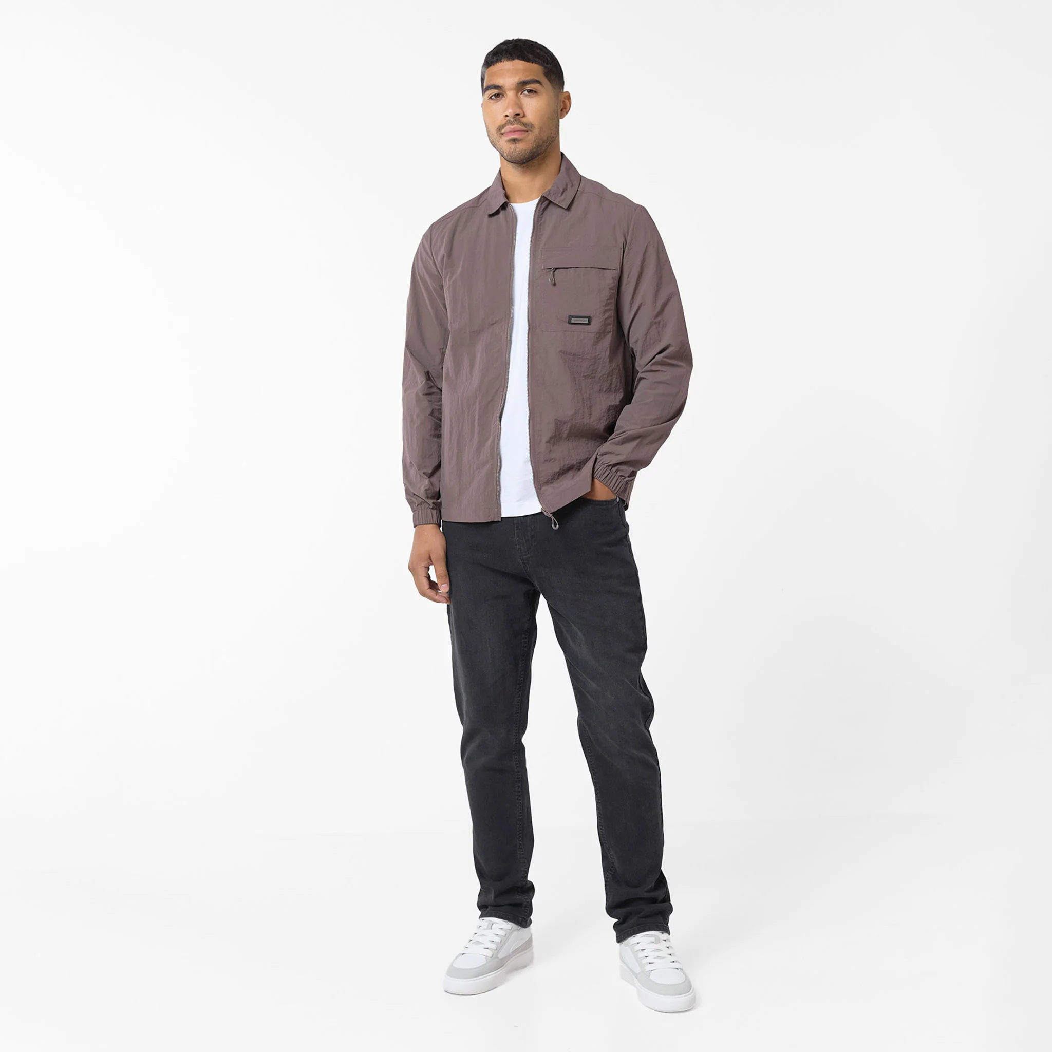 Crinkle Nylon Tech Overshirt | Brown - Image 6