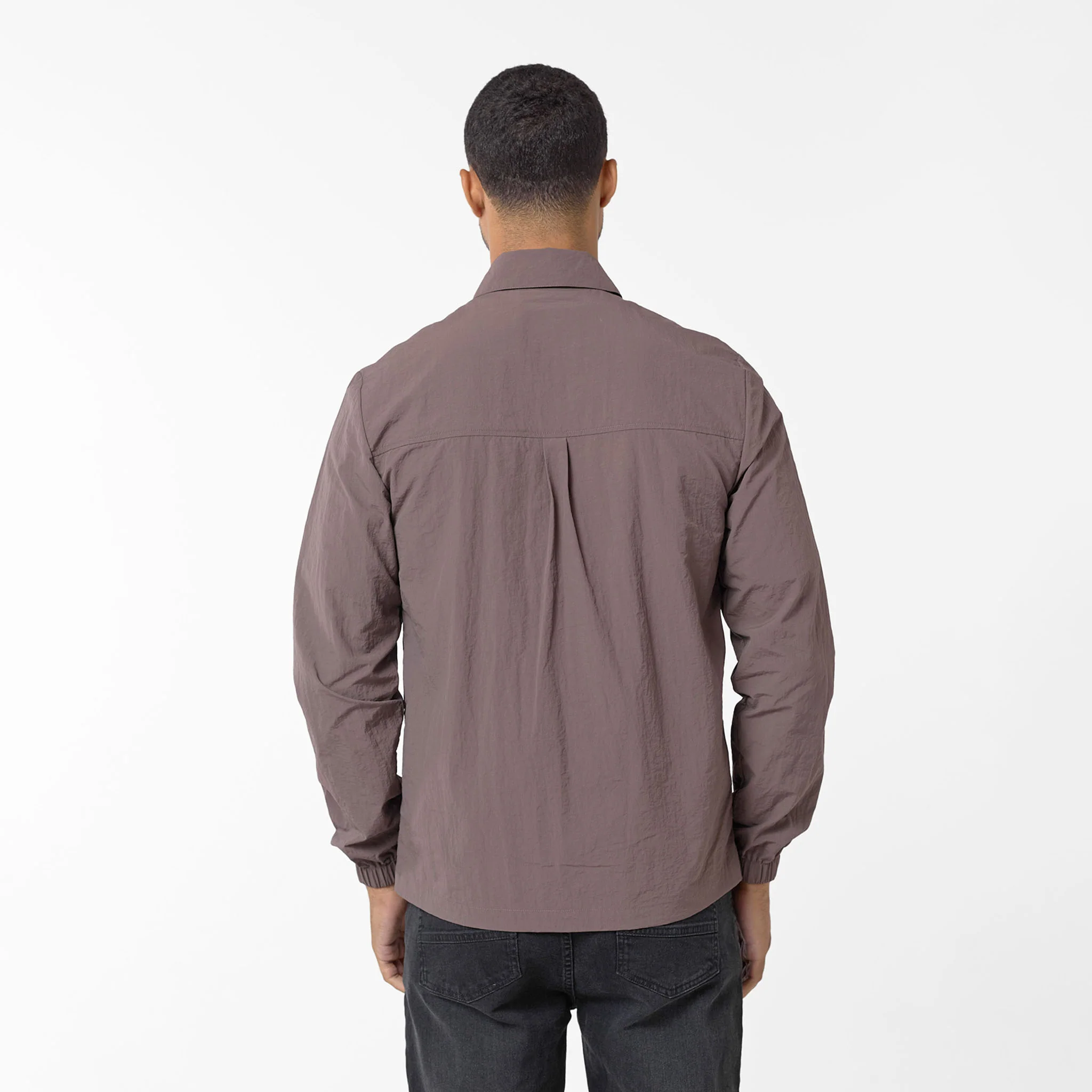 Crinkle Nylon Tech Overshirt | Brown - Image 8