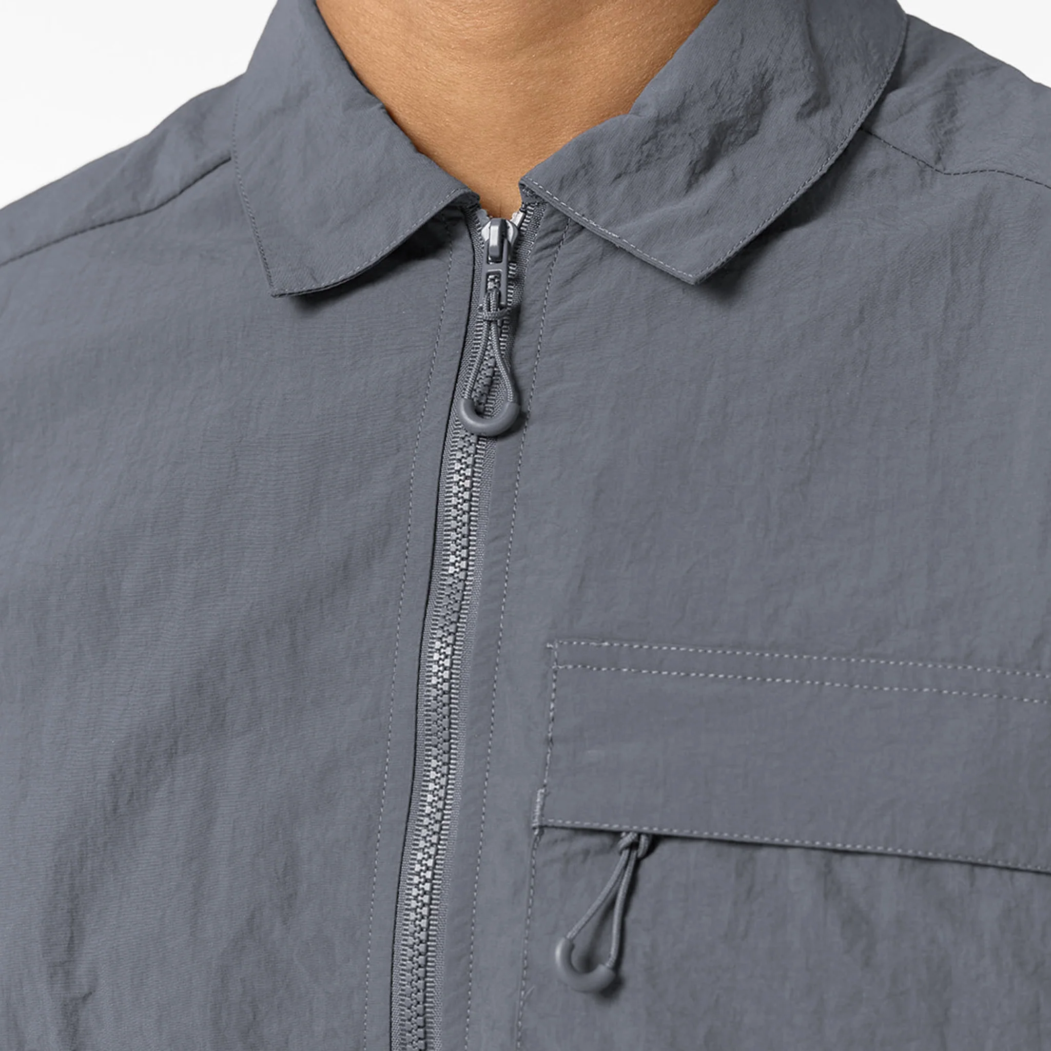 Crinkle Nylon Tech Overshirt | Charcoal - Image 5