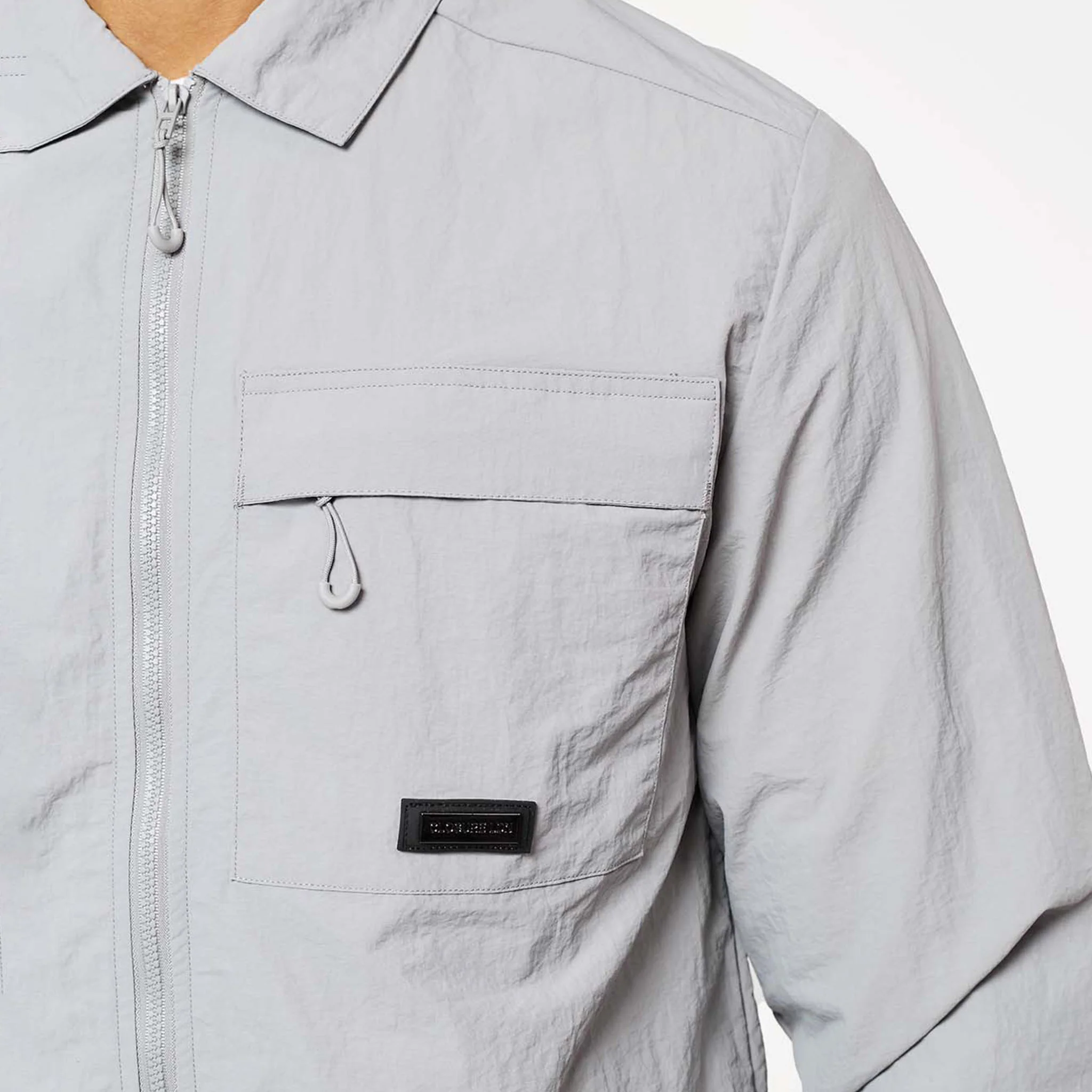 Crinkle Nylon Tech Overshirt | Frost Grey - Image 3